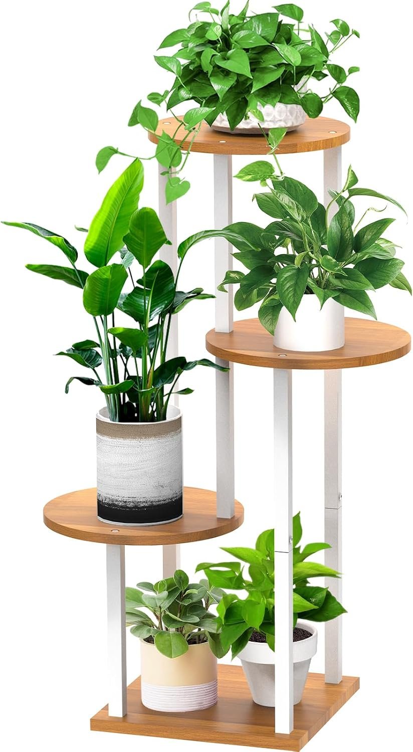 4 Tier Plant Stand Indoor Corner Tall Shelf for Multiple Plants