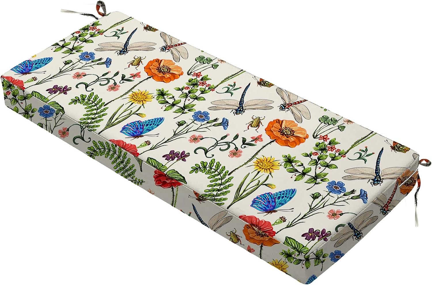 All Smiles Outdoor Waterproof Bench Cushion 42 x 18 x 3 Inch with Ties
