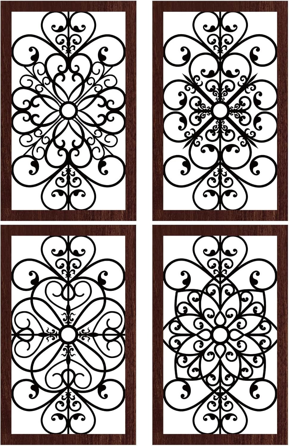 4 Pieces Thicken Rustic Wall Decor Modern Farmhouse Wooden Hollow Carved Design Wall Art for Living Room Bedroom Hallway Decor Office Kitchen Wall Decoration (Traditional Style)