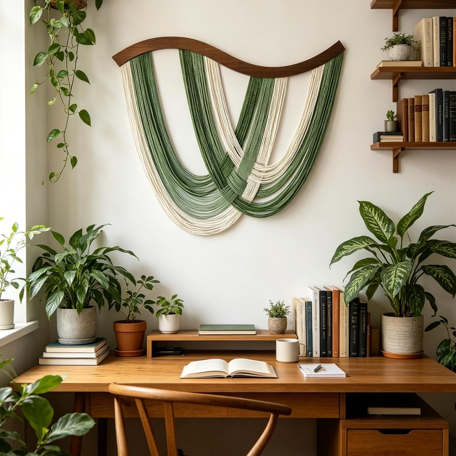Large Macrame Wall Hanging, Boho Tapestry Woven Decor, 31.5” x 23.5″