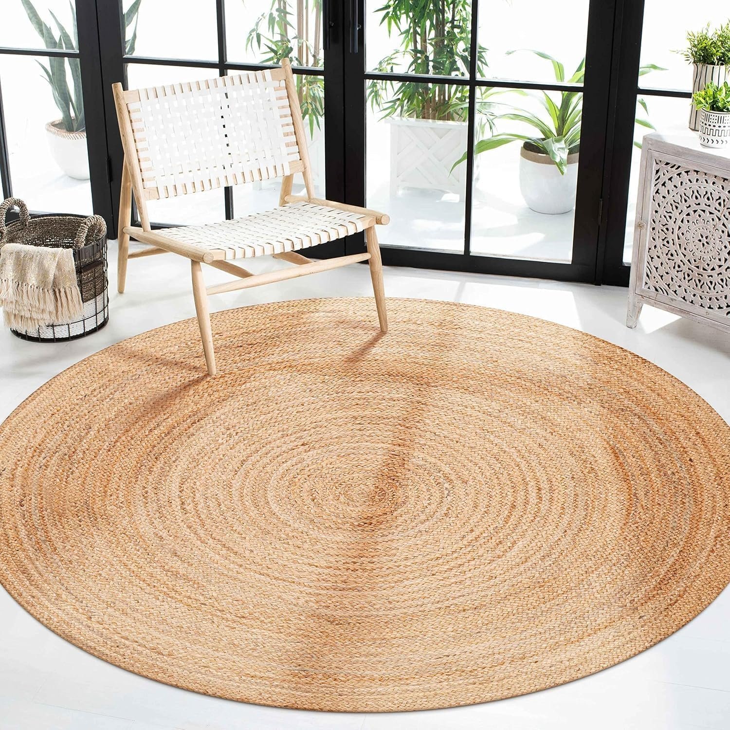 Craft Trade Round Braided Jute Area Rug, Natural Fiber, 5ft