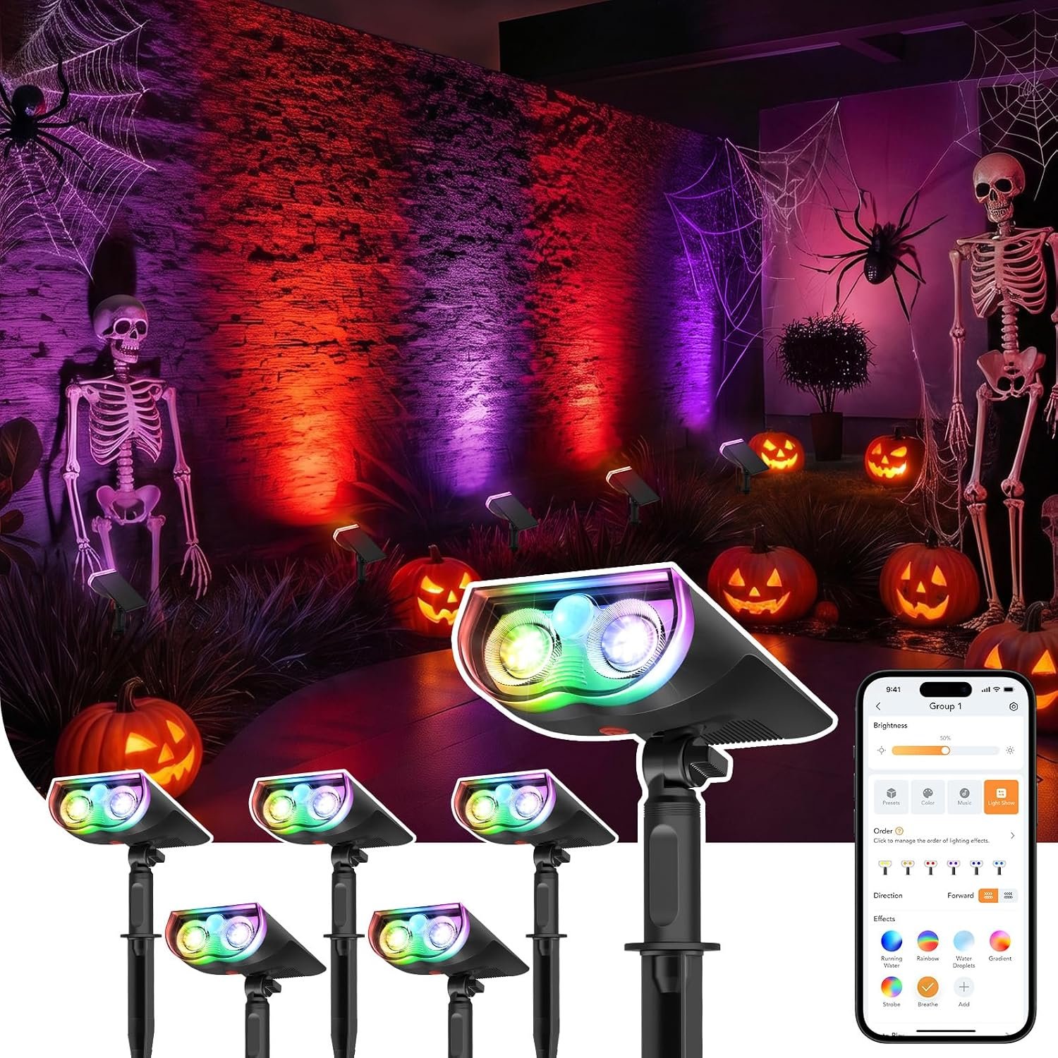 Linkind Halloween Smart Solar Lights Outdoor SL5 with Motion Sensor,IP65