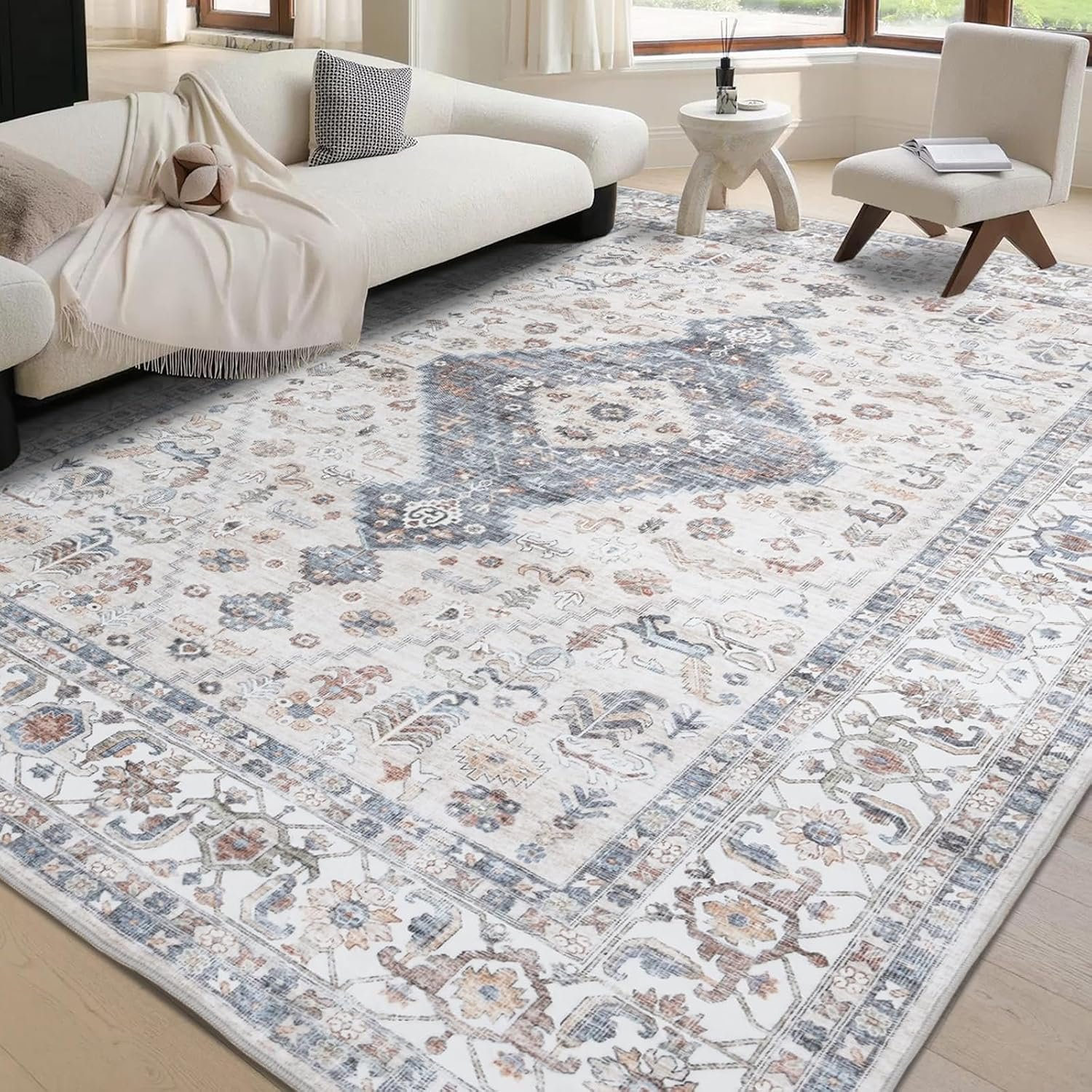 Washable Vintage Area Rug 8×10 for Living Room, Bedroom, Dining Room
