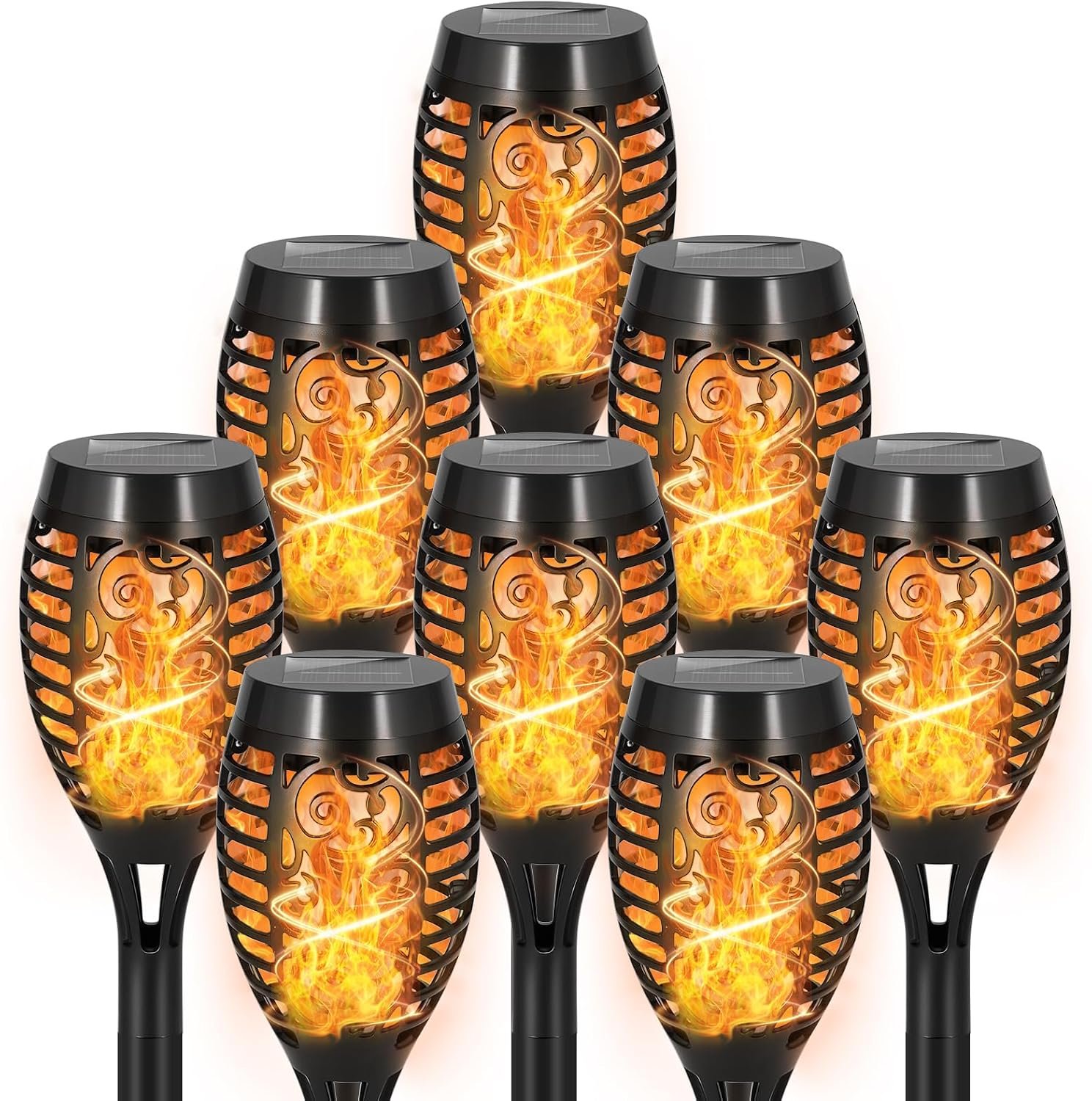 8 Pack Solar Pathway Lights Outdoor, Solar Torches Lights Halloween Decor
