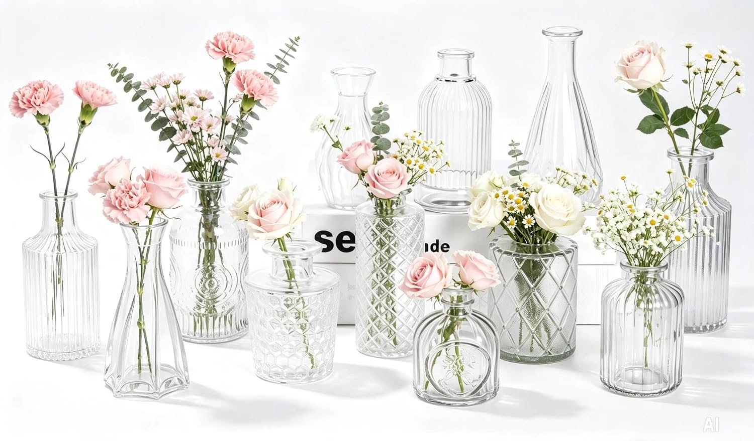 Mini Bud Vases Centerpieces for Tables,Clear Bud Vases for Flowers,Small Flower Vases Suitable for Birthday Party,Anniversary,Wedding Reception,Baby Shower (Clear, 12PCS)