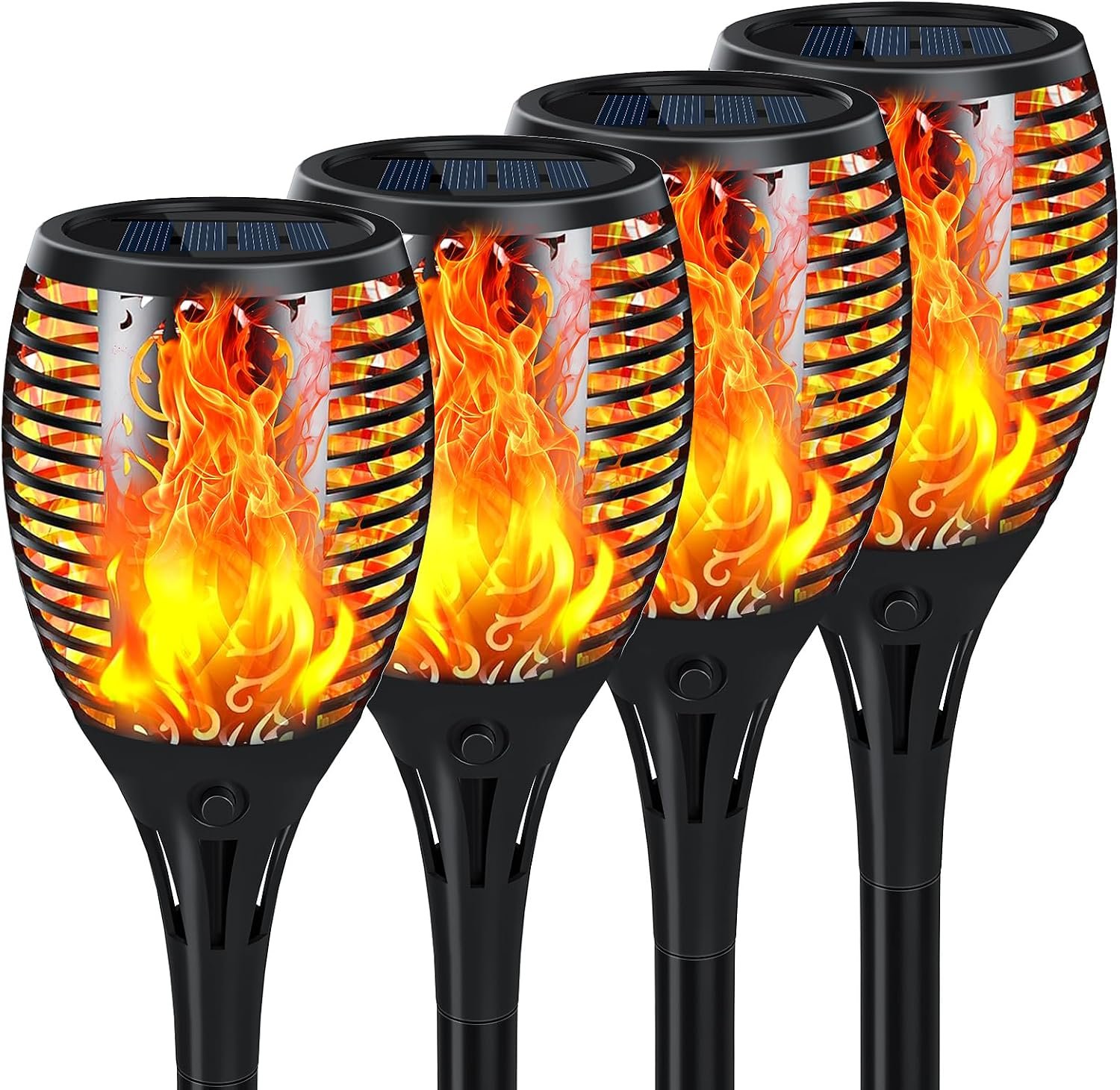 Upgraded Solar Torch Lights with Flickering Flame, Larger Size Solar Lights