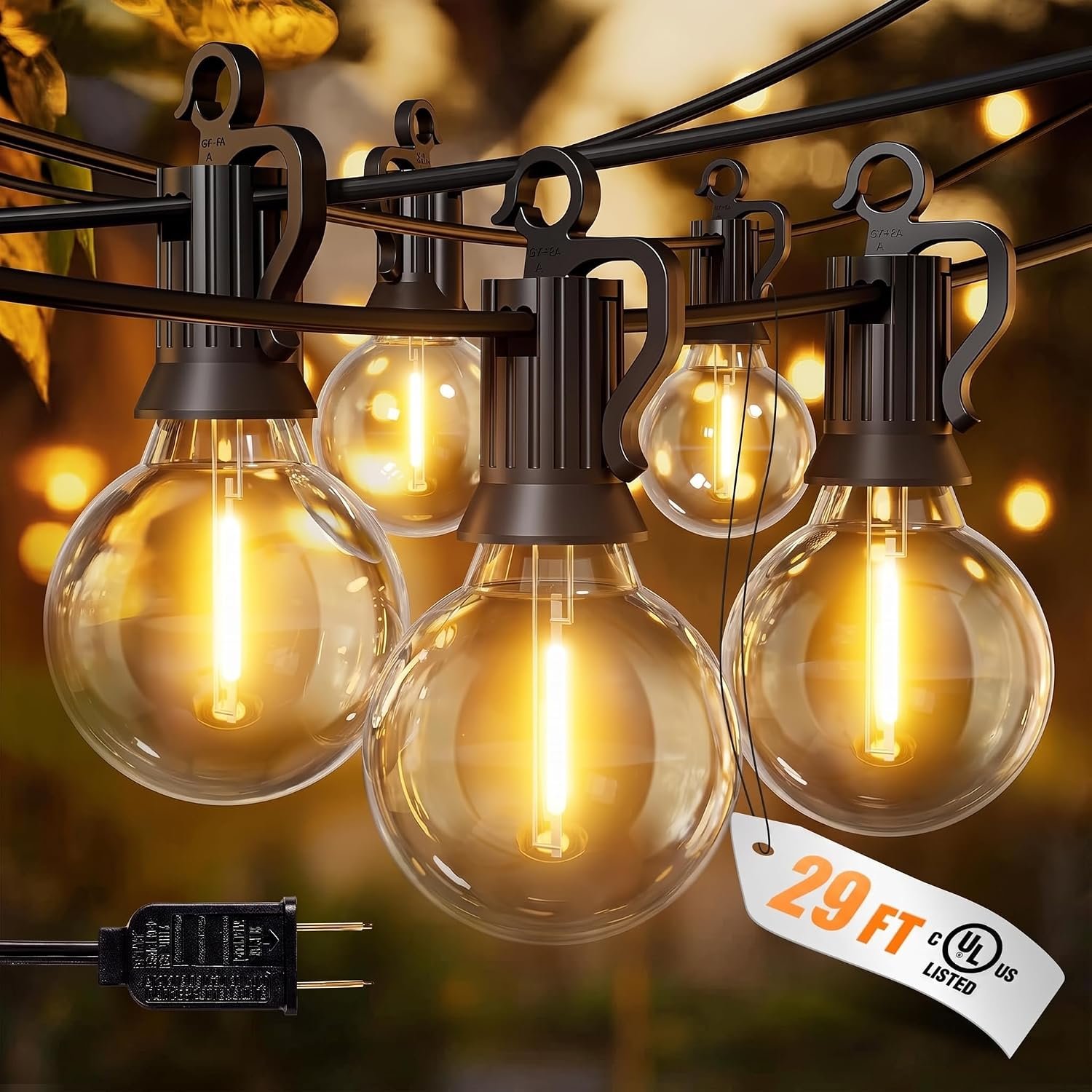 Outdoor String Lights, 29FT 12+1 G40 Bulbs Shatterproof Patio Lights
