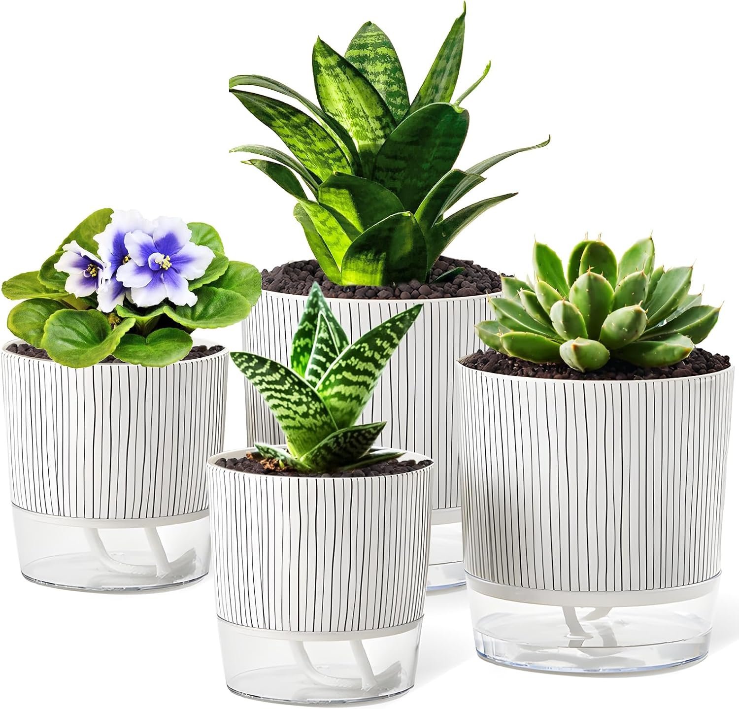 4 Pack Self Watering Pots, 4/5.5 Inch Self Watering Pots for Indoor Plants