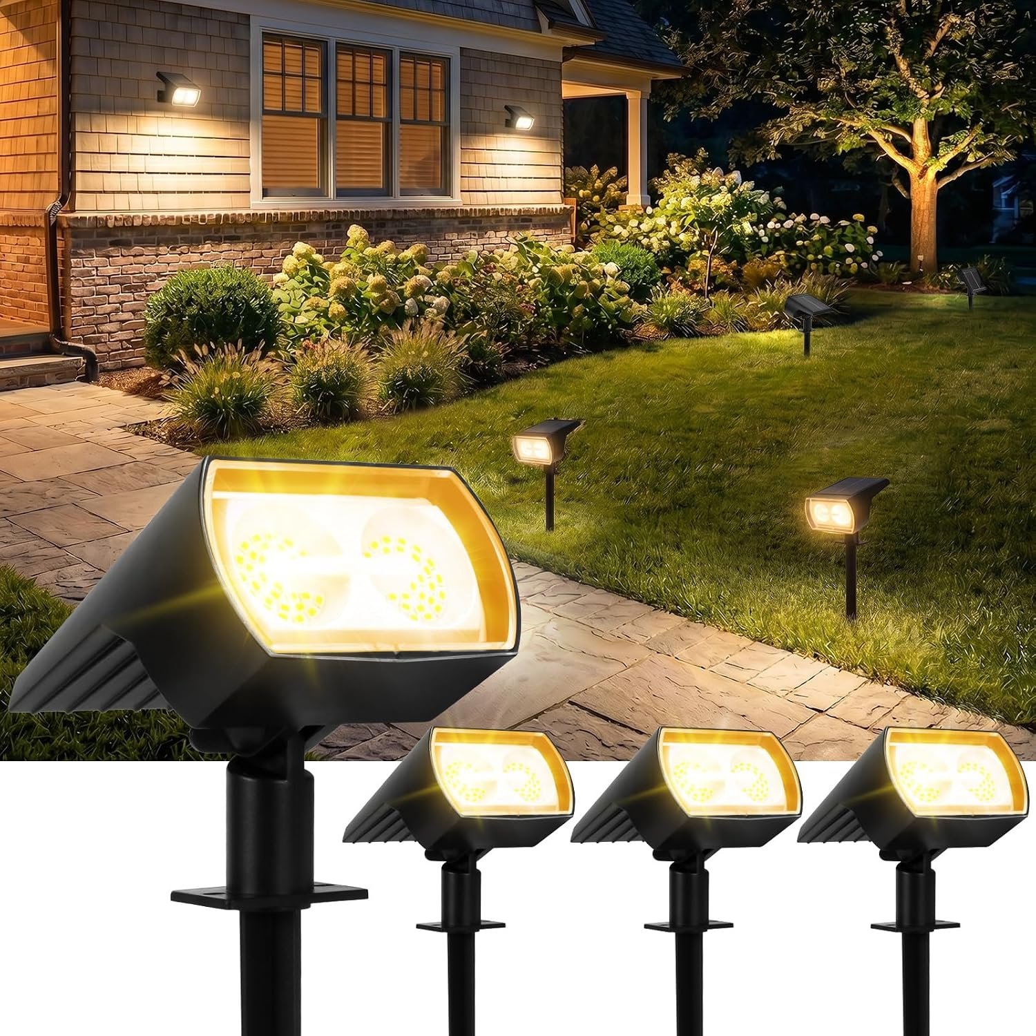 4 Pack Solar Spot Lights Outdoor Waterproof IP65