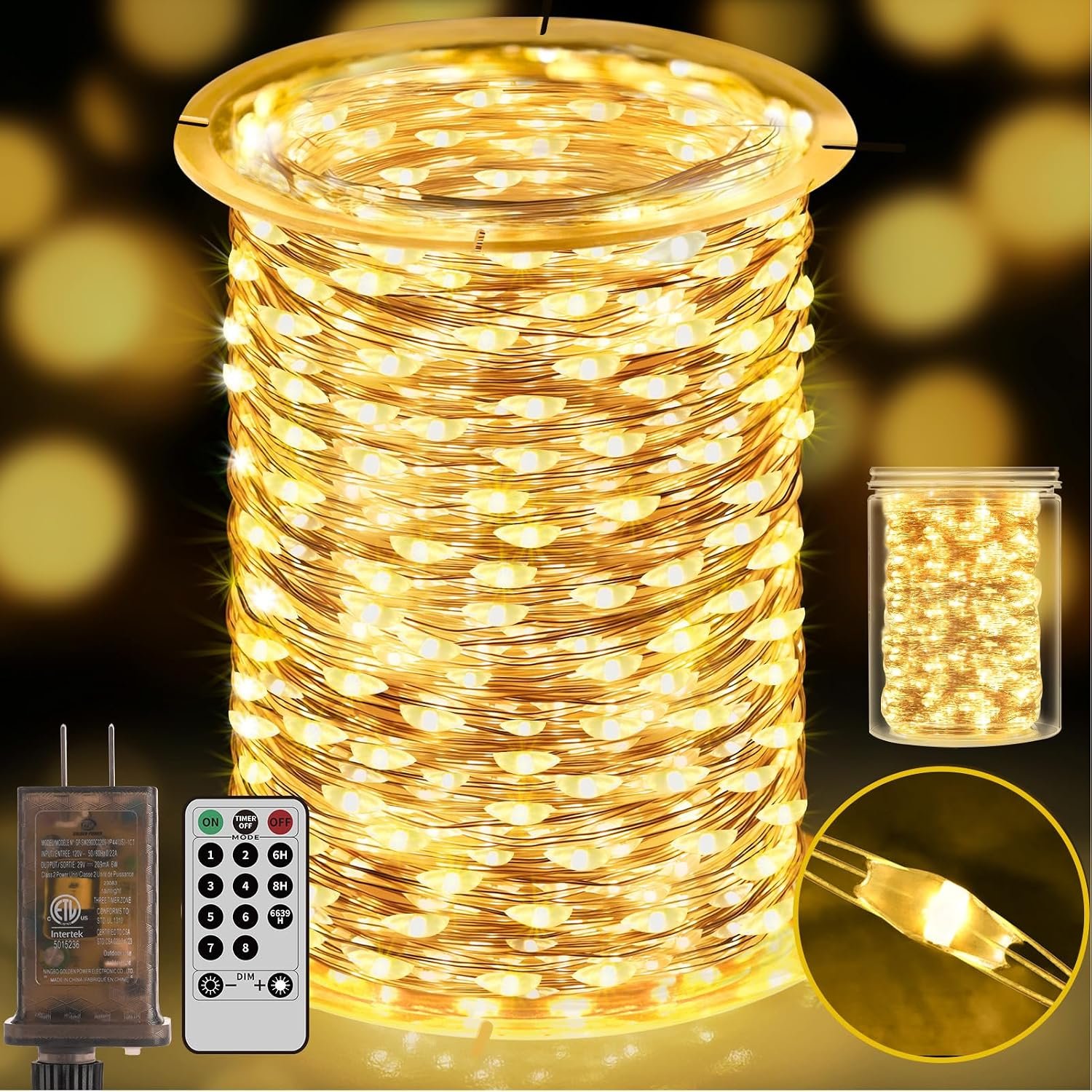 170FT 500LED Outdoor Fairy Lights Plug in·8 Modes Remote Christmas