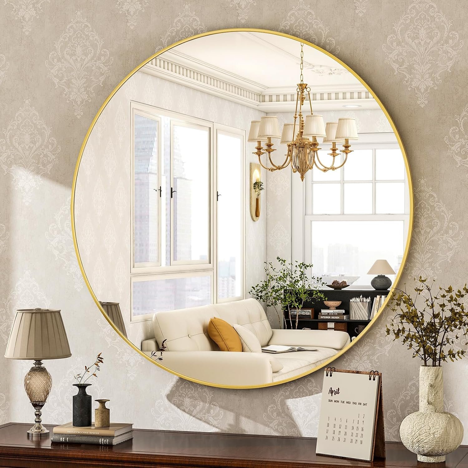 HARRITPURE Round Mirror 20 Gold Wall Mounted Circle Mirrors