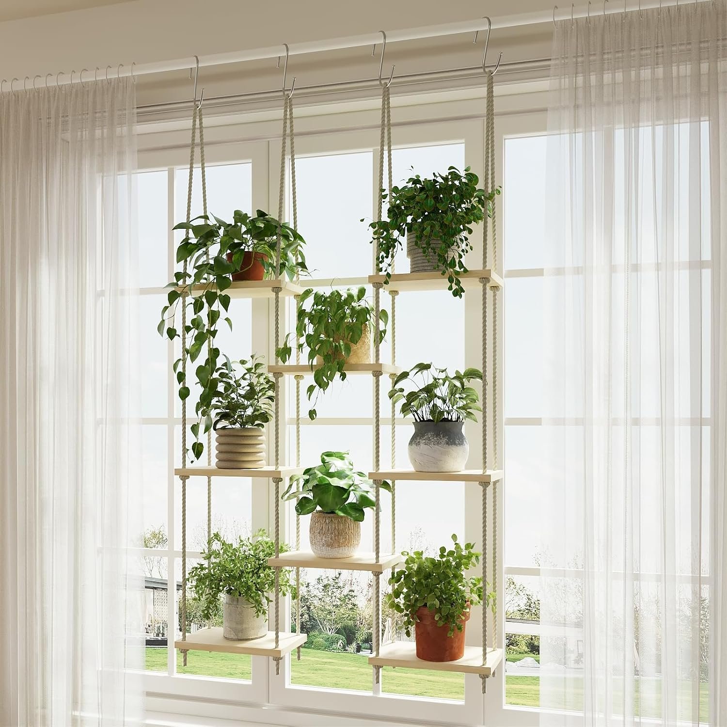 Window Plant Shelves Hanging Rack for Indoor Home Decor, 8-Tier