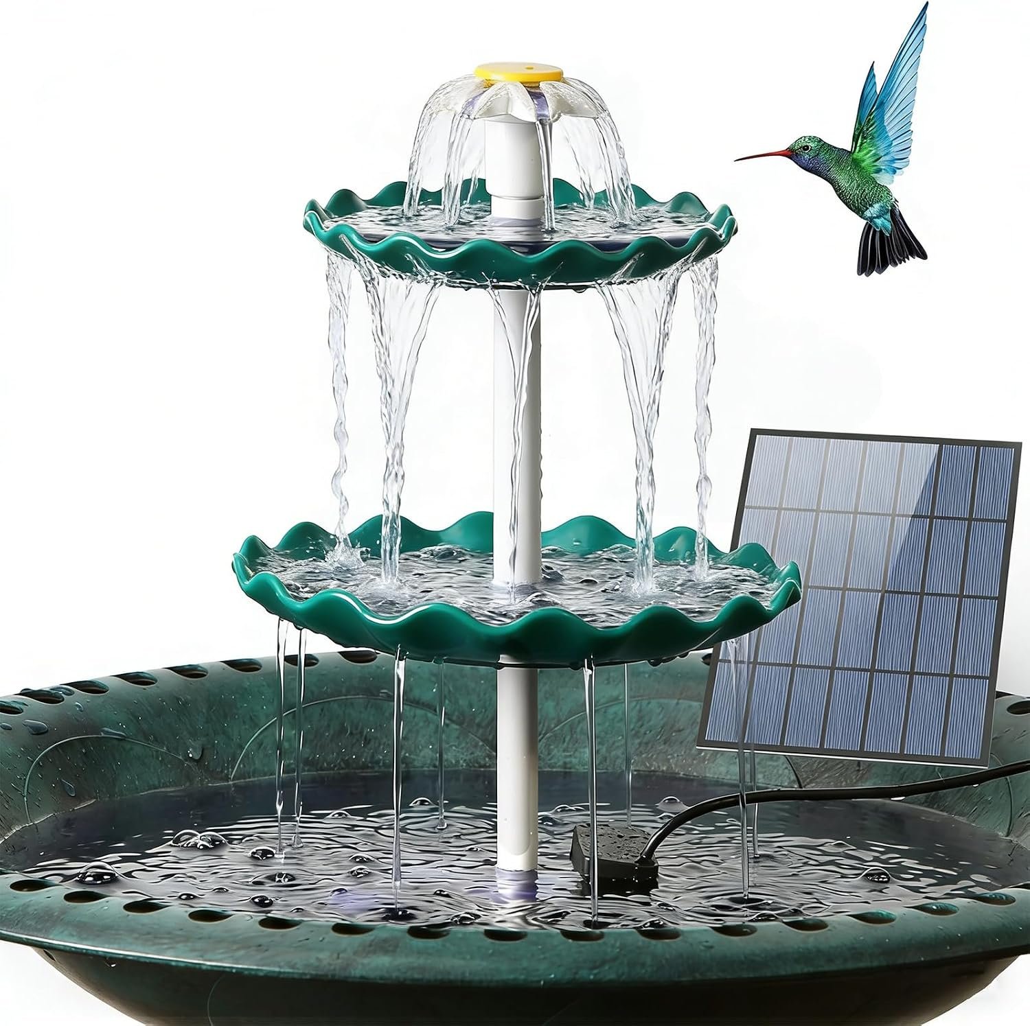 AISITIN 3 Tiered Bird Bath Solar Fountain Pump, 3.5W Solar Water Fountain