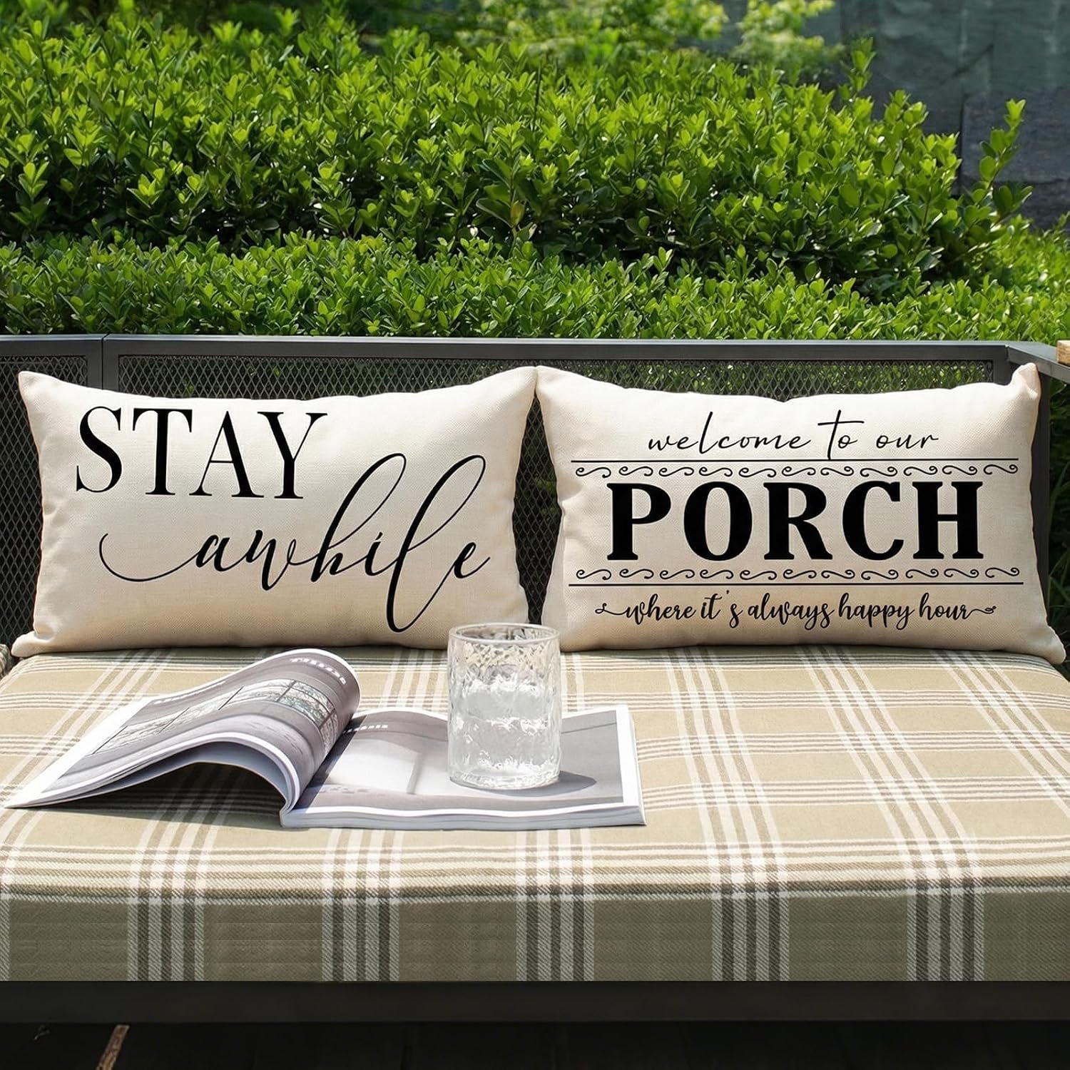 Front Porch Decor Pillows Outdoor Lumbar Pillow Covers Waterproof 12×20