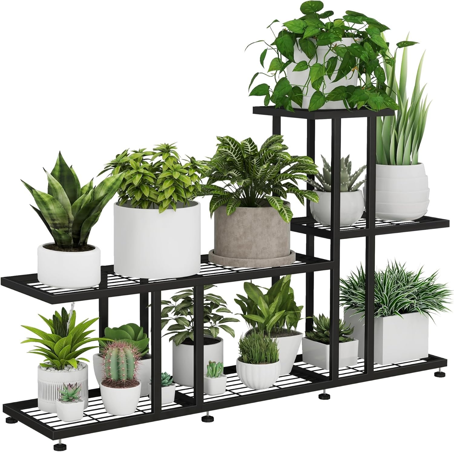 Corner Plant Stand Indoor Outdoor Plant Stands for Patio Black Metal Corner Plant Shelf 7 Tier Multiple Pots Planter Display Rack for Garden Office Living Room Decor,Heavy Duty & Thick (7-Tier)