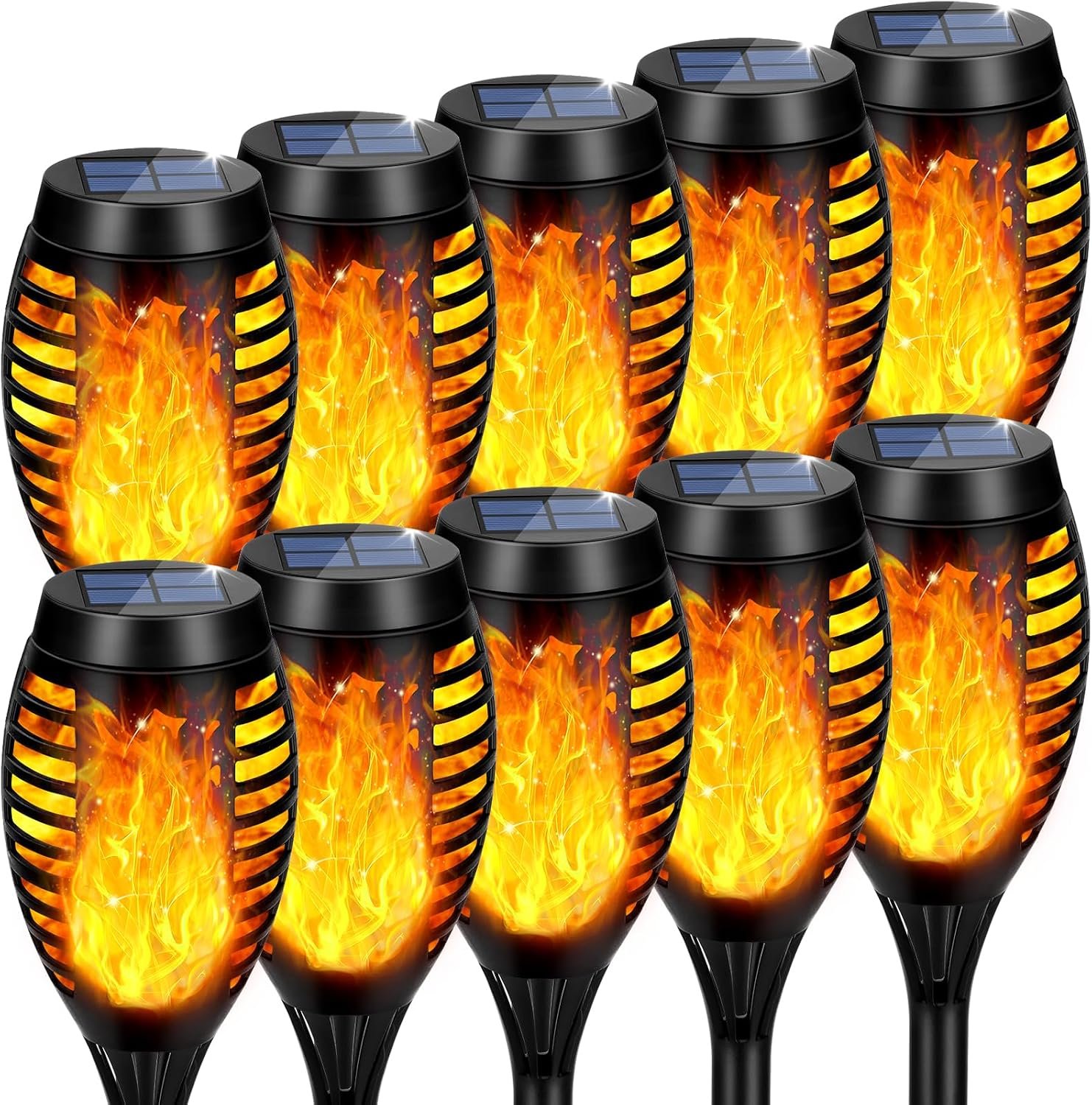 Solar Torch Lights Outdoor Flickering Flame for Halloween Decorations