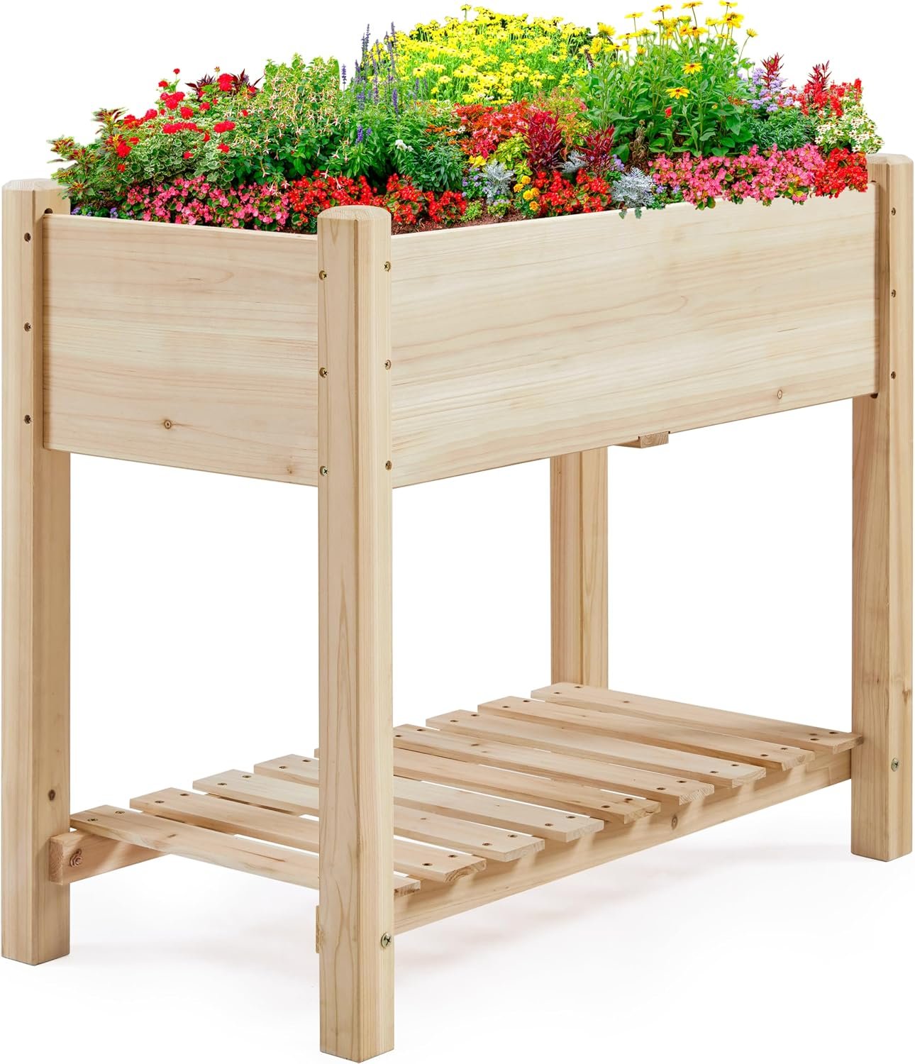 Yaheetech 34″ Raised Garden Bed with Legs, Wooden Planter Box, 1Pcs