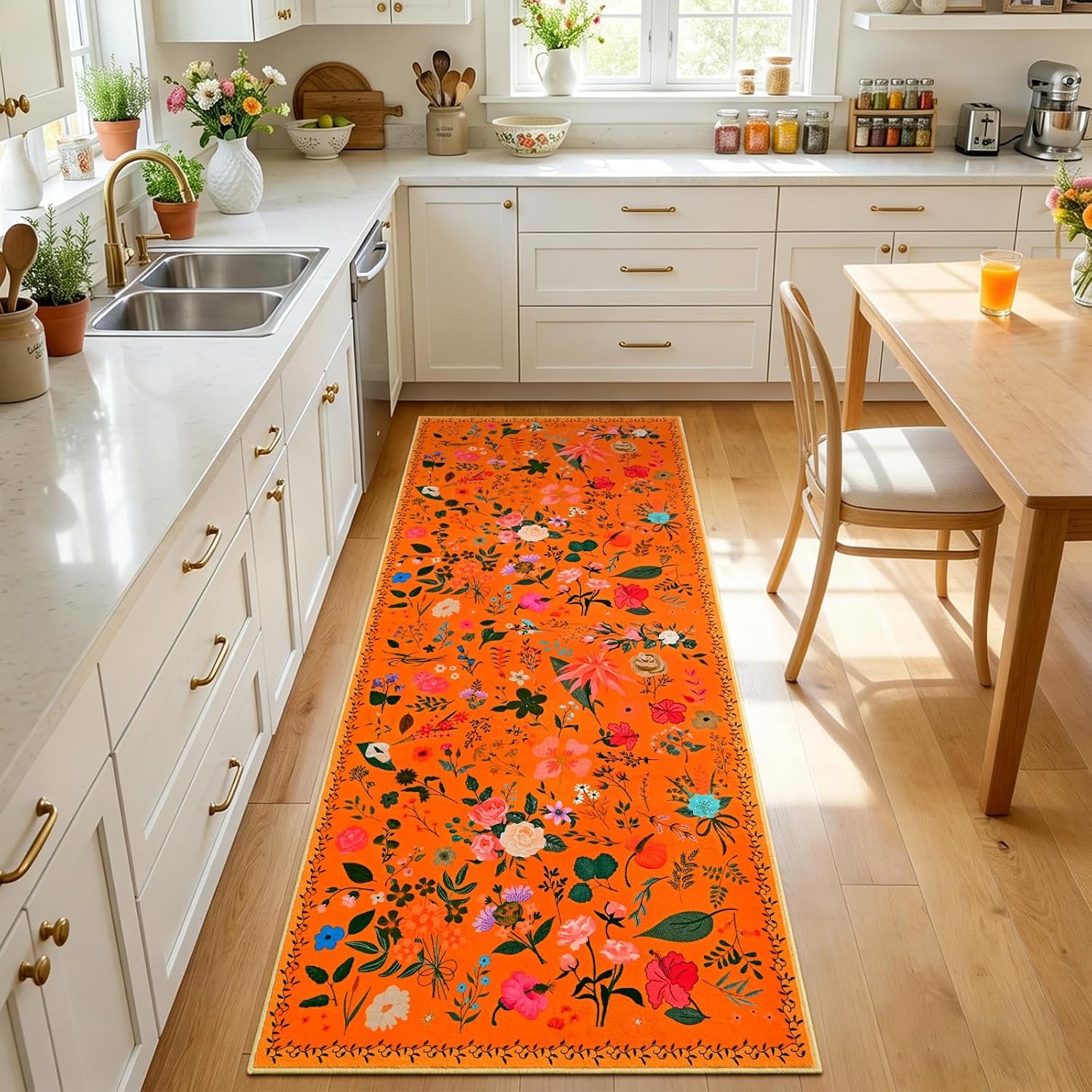 ISEAU Runner Rugs for Kitchen,2×6 Area Rug for Entryway Dorm Rug,Orange