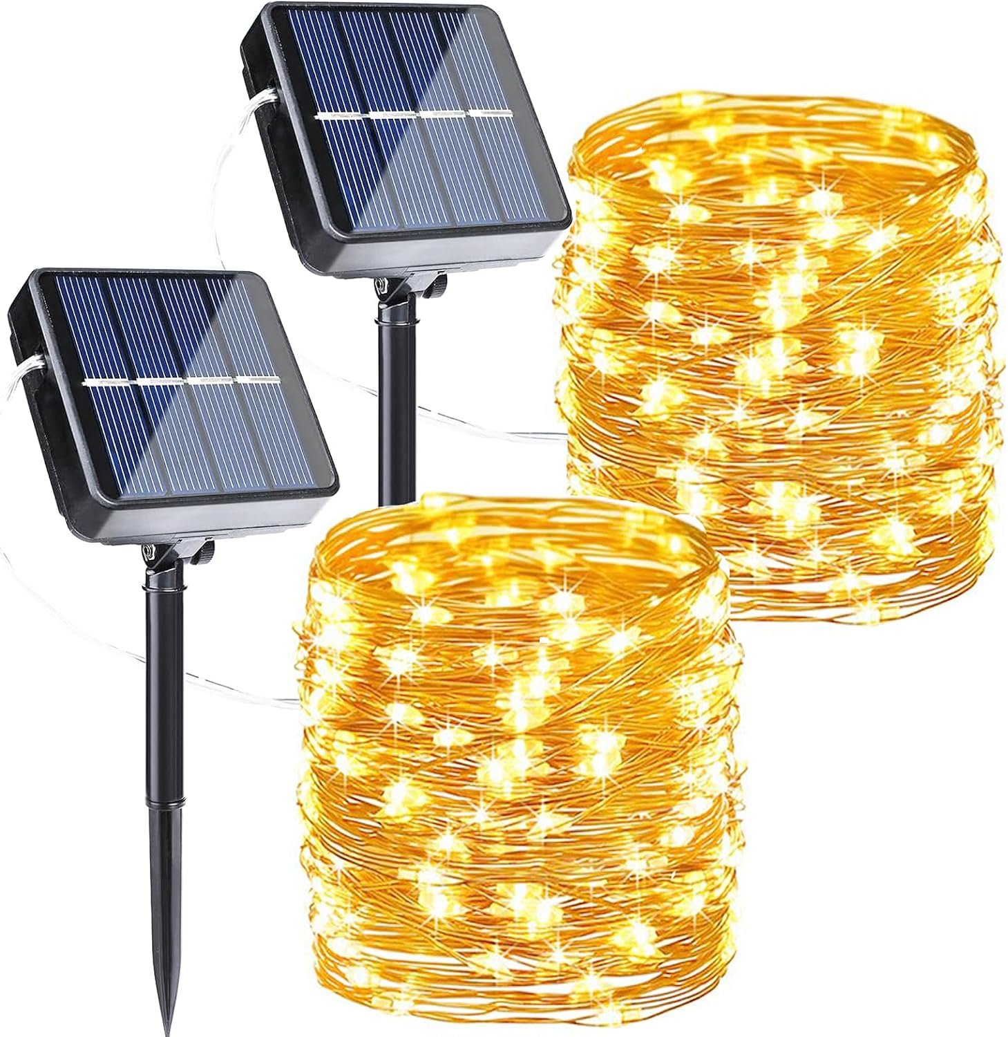 Joomer Solar Fairy Lights, 2-Pack Total 80FT 240LED Lights, Warm White