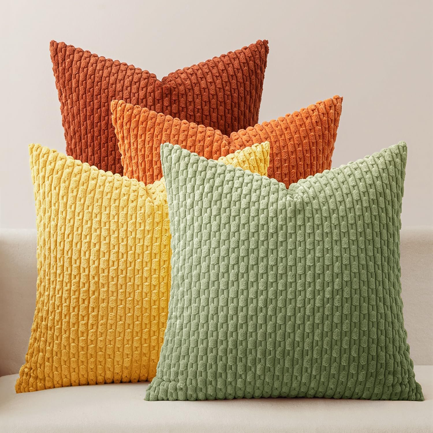 MIULEE Fall Burnt Orange Decorative Throw Pillow Covers 18×18 Set of 4