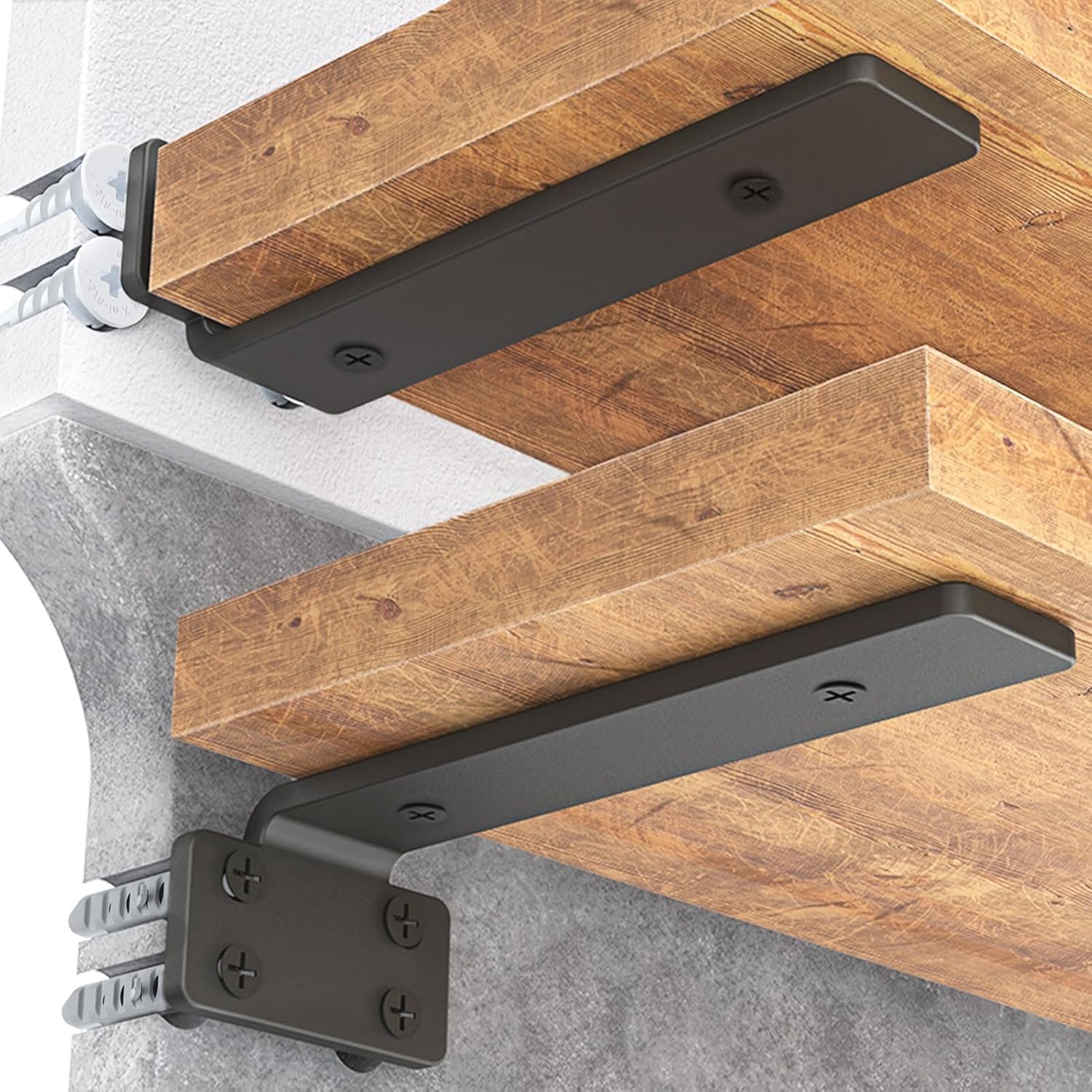 Goovilla Shelf Bracket, Floating Shelf Brackets 6 inch Long, 6 Pack, Black