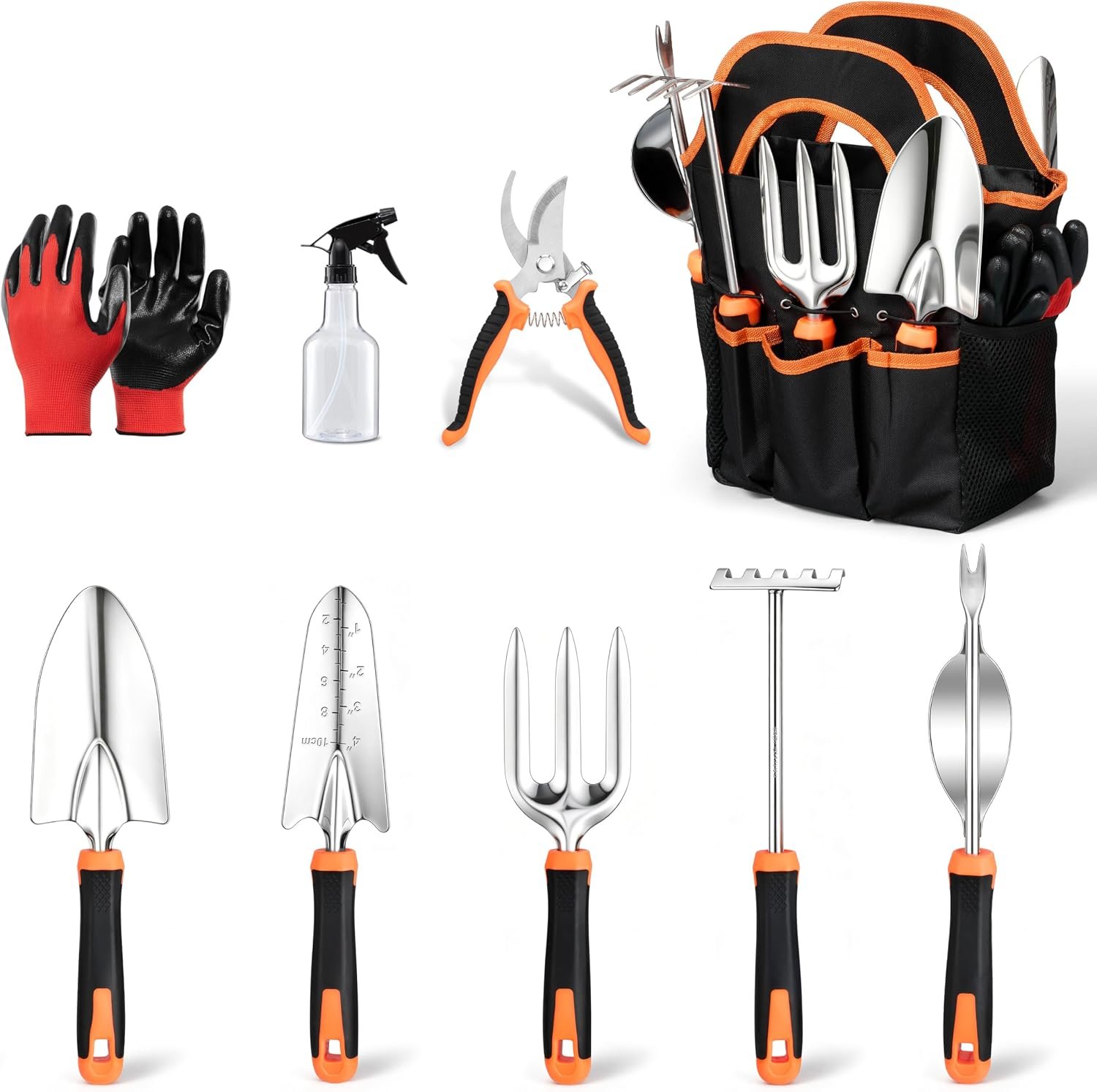 HaSteeL 9-Piece Stainless Steel Garden Hand Tools Set for Planting