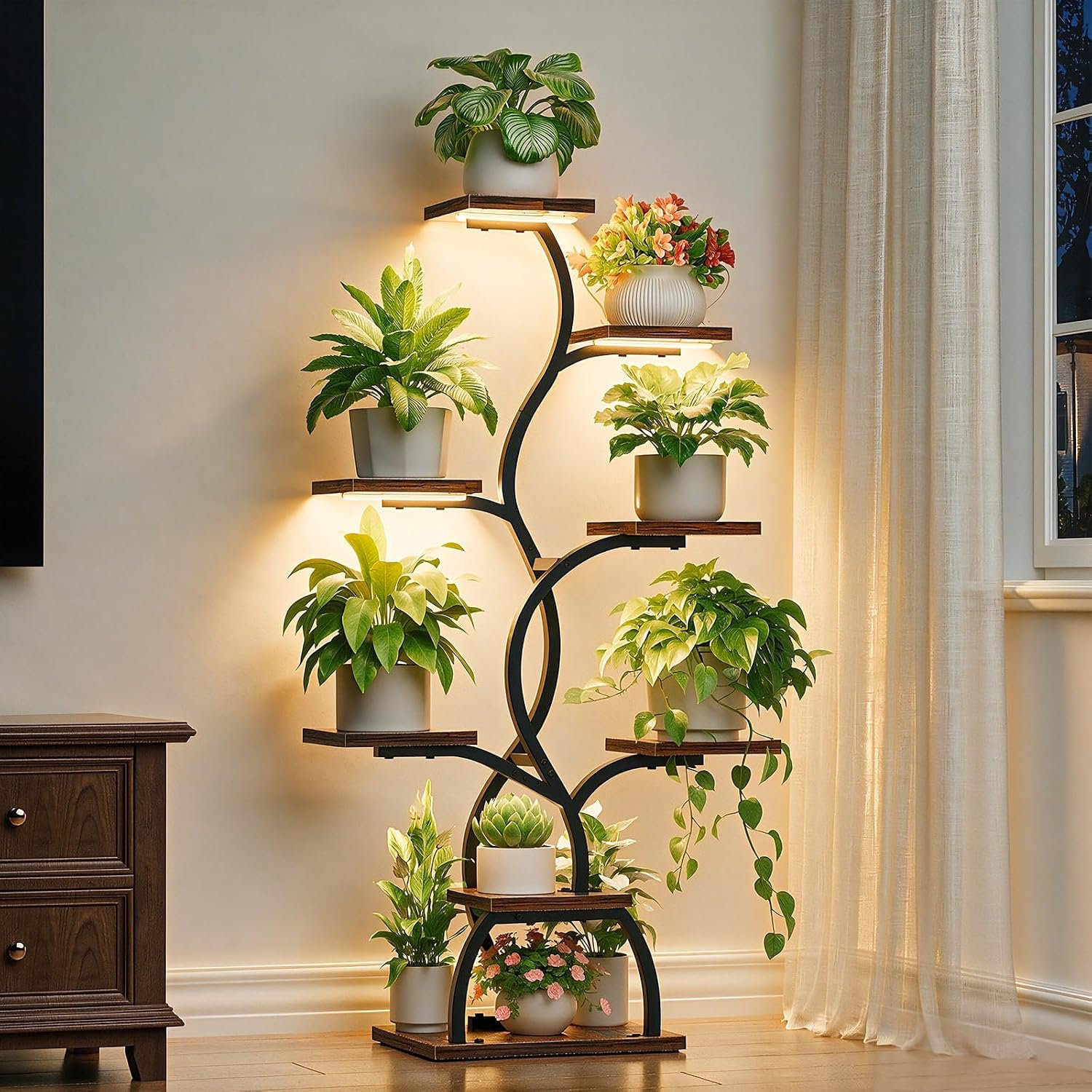 Plant Stand Indoor with Grow Light – 8 Tiered Corner Plant Shelf Indoor