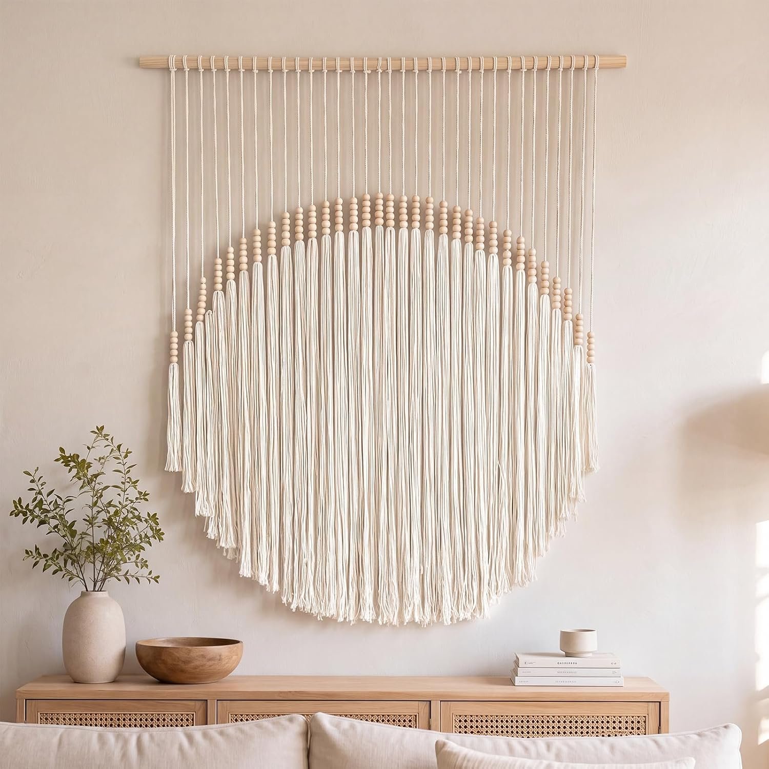 CrystalSylara Boho Macrame Wall Art Hanging Tapestry Decor, 31″ Wx44 L