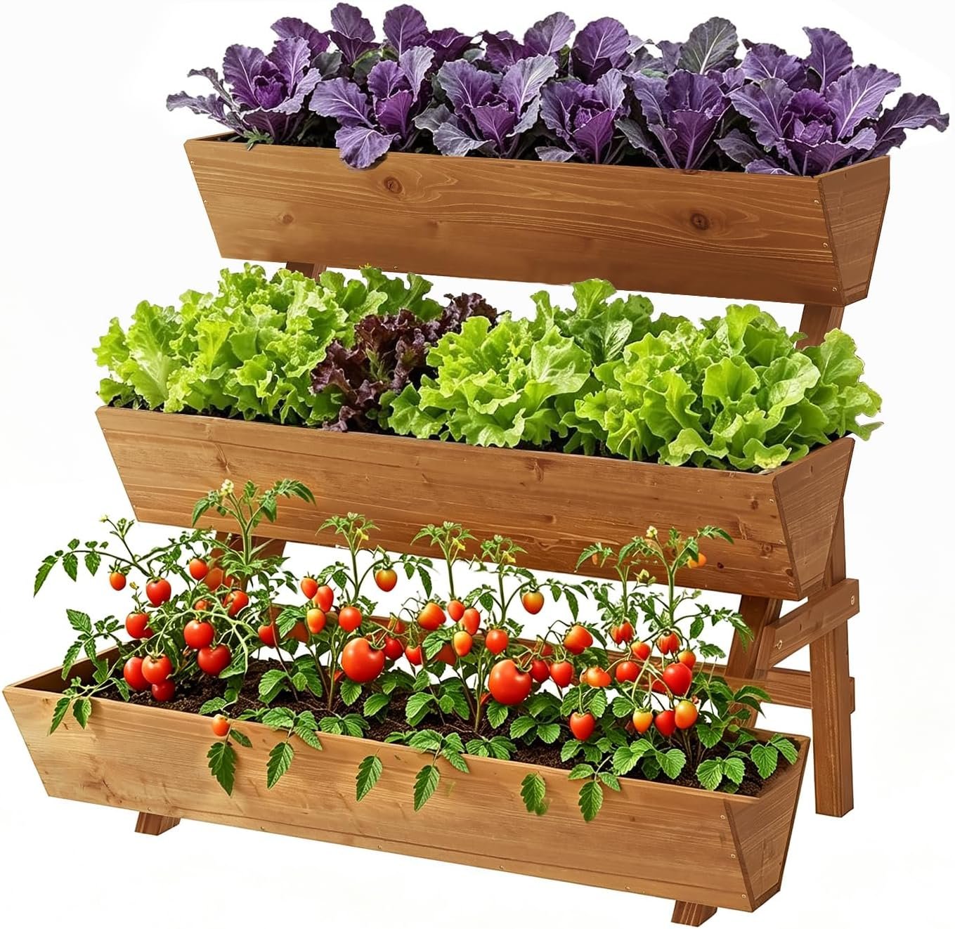 Vertical Garden Planter 3 Tier Raised Garden Bed Wood Herb Tiered Planter