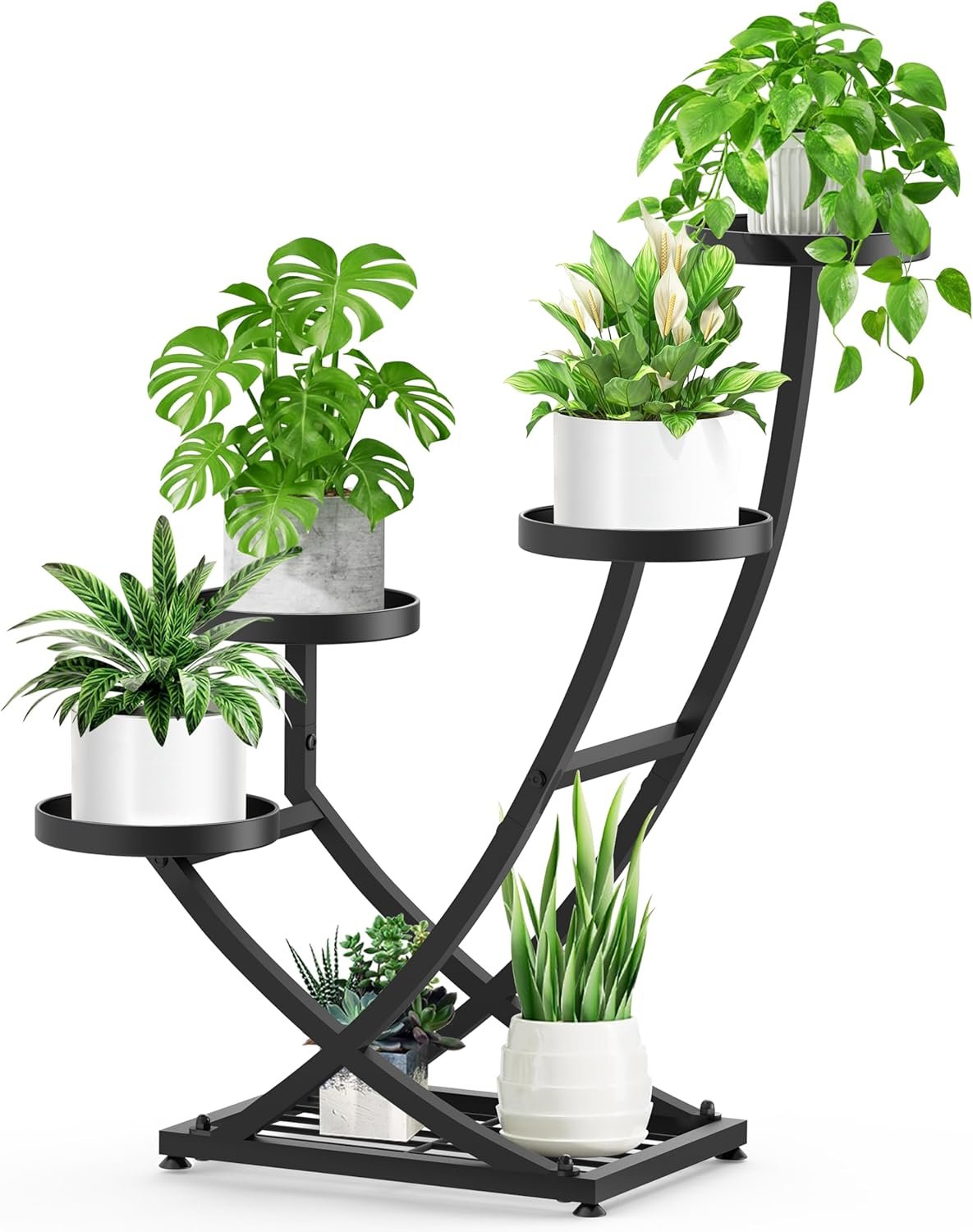Outdoor Plant Stand Metal Plant Stand Indoor, 5 Tier Heavy Duty Corner Plant Stands, Plant Shelf for Tall Plant Holder Shelves for Living Room Bedroom Modern Home Decor