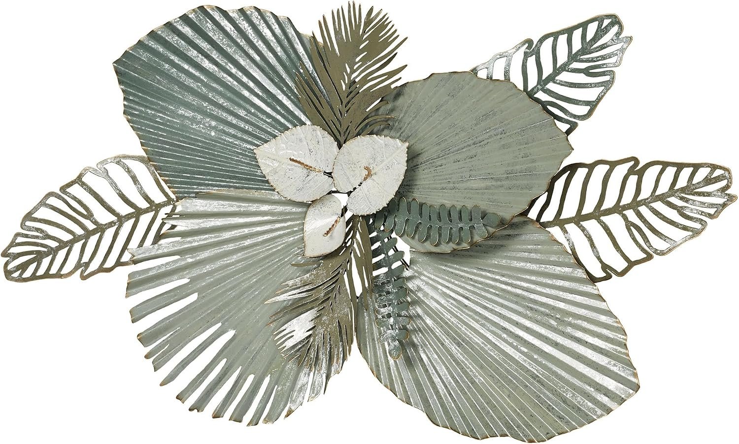 Touch of Class Mystic Tropics Floral and Leaf Metal Wall Sculpture | Tropical Style Sculpture Decor for Bedroom, Living Room, Bathroom, Entryway, Hallway