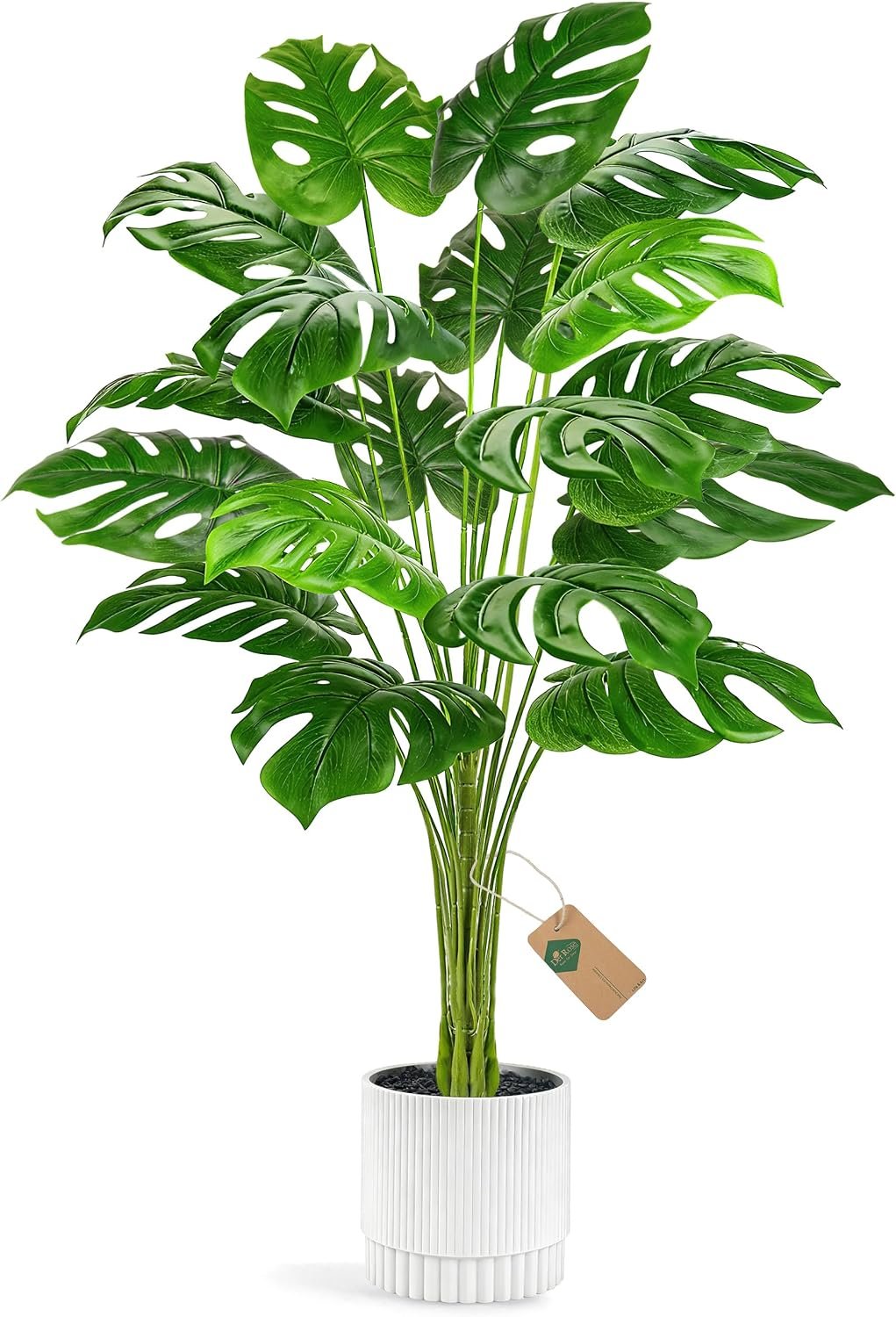 Der Rose 44″ Artificial Plants Indoor, Monstera Floor Plant in White Pot