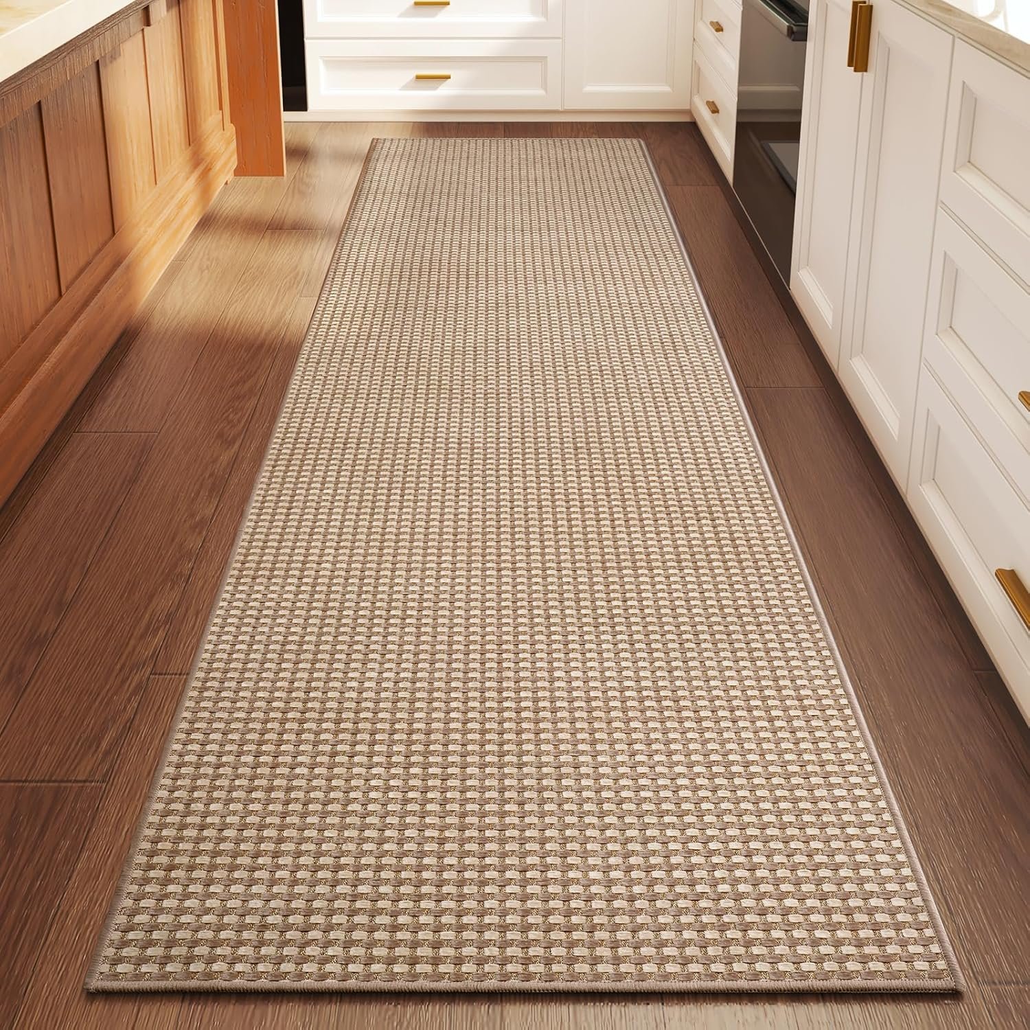 YDKGL Kitchen Runner Rug Mat Non Slip Hallway Runner Washable Brown 2×6 ft