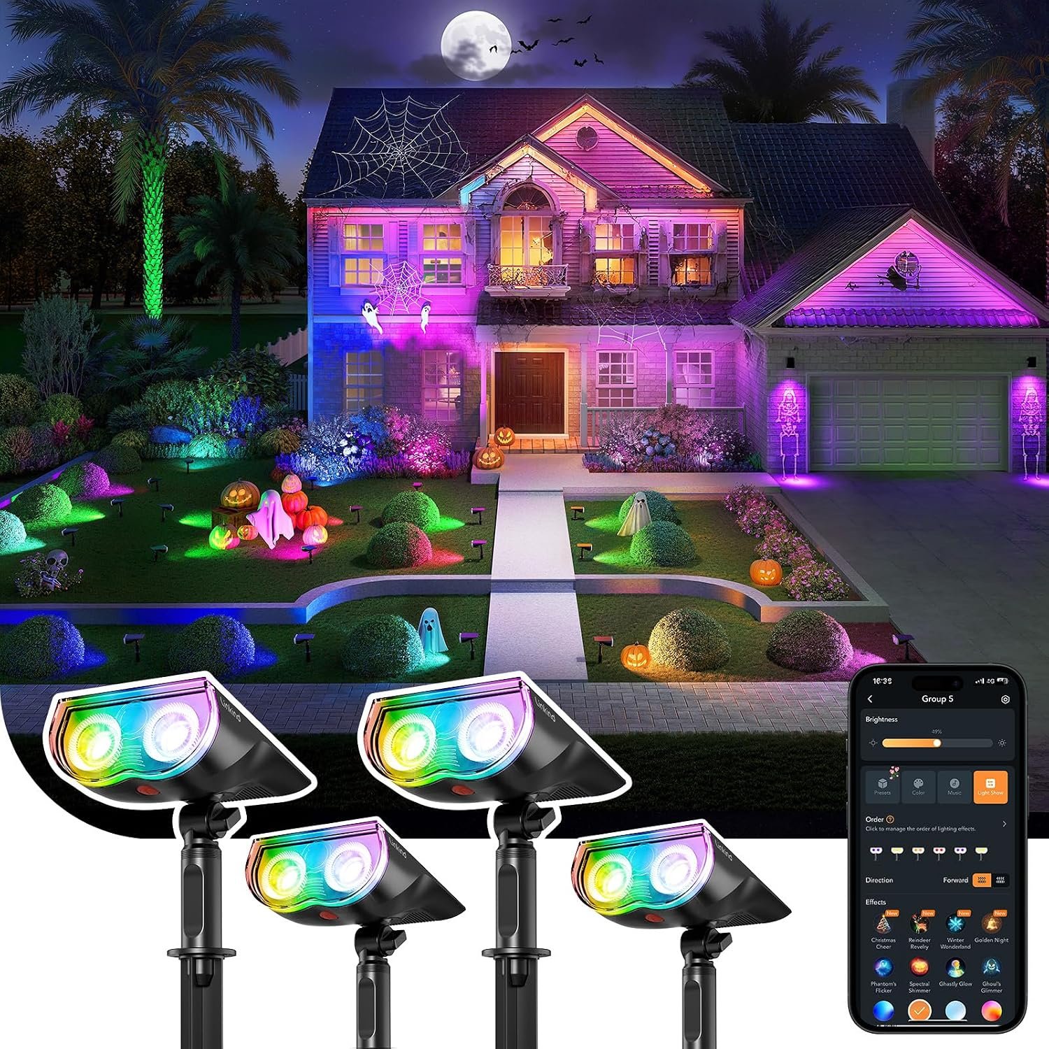 Linkind Smart Solar Spot Lights Outdoor SL5C, IP67 Solar Lights Outdoor