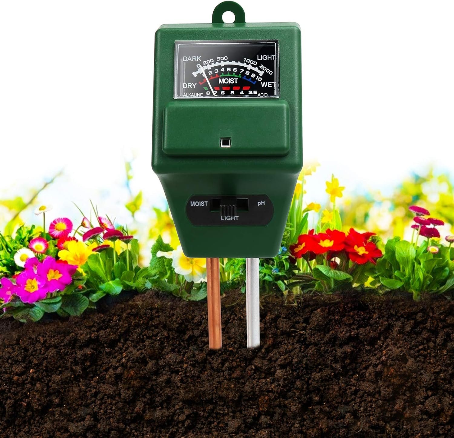 Moisture Meter for Plants, 3-in-1 Soil Test Kit for PH/Moisture/Light, Soil Ph Tester for Indoor Outdoor, Plant Hygrometer Water Testing Probe Sensor Analyzer Detector for Lawn Farm Gardening Tools