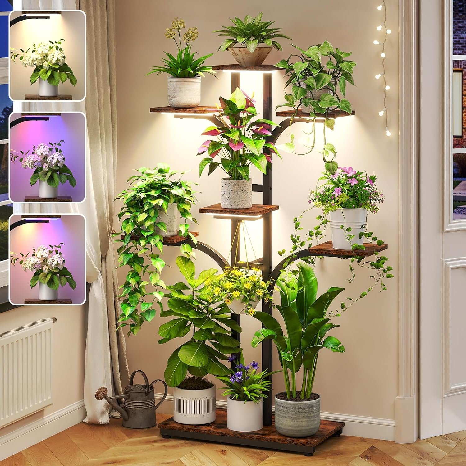 Plant Stand Indoor with Grow Light,Tree-Shaped 7-Tier Corner Plant Shelf