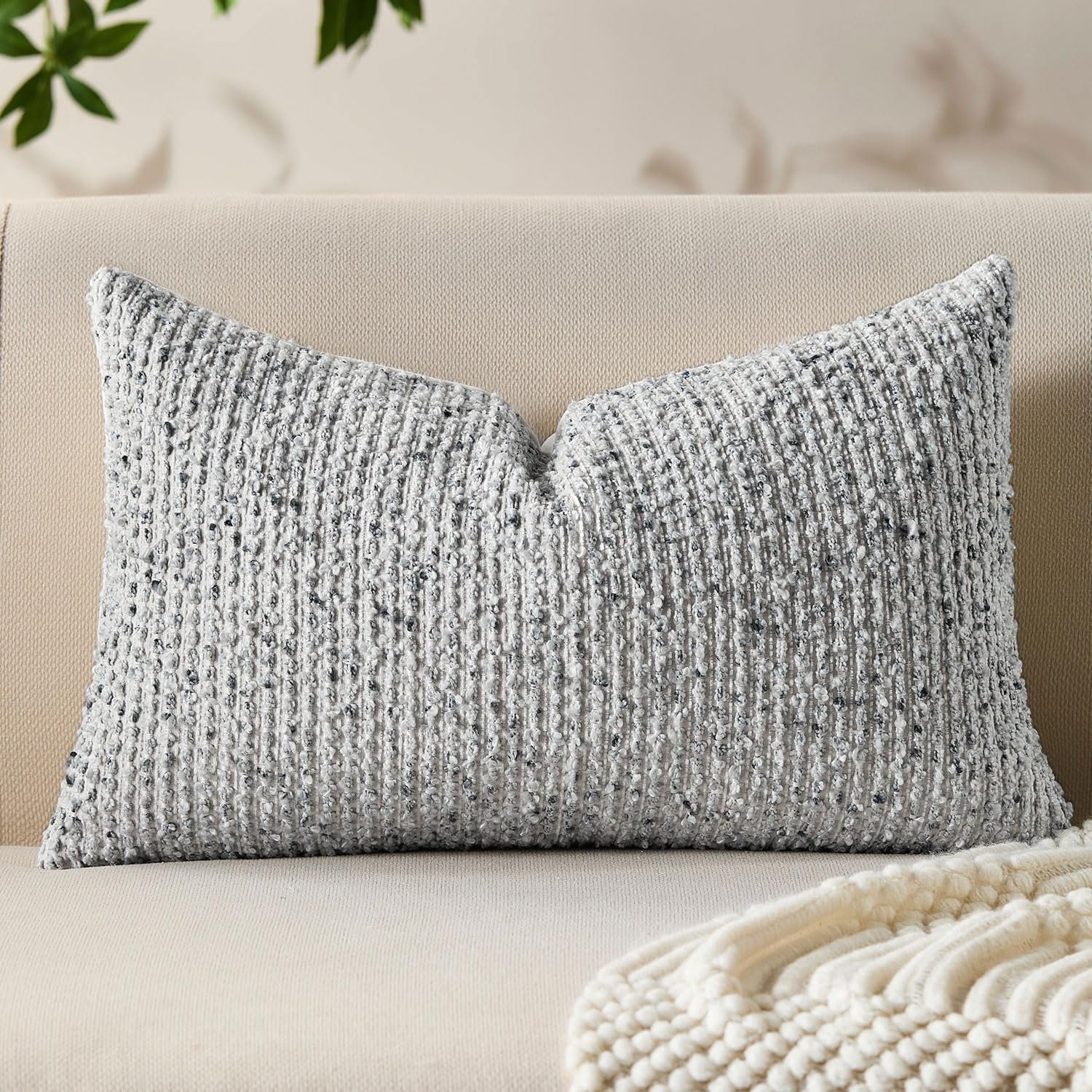 Allorry Soft Wool Decorative Throw Pillow Covers 12×20 Blue SY011C12