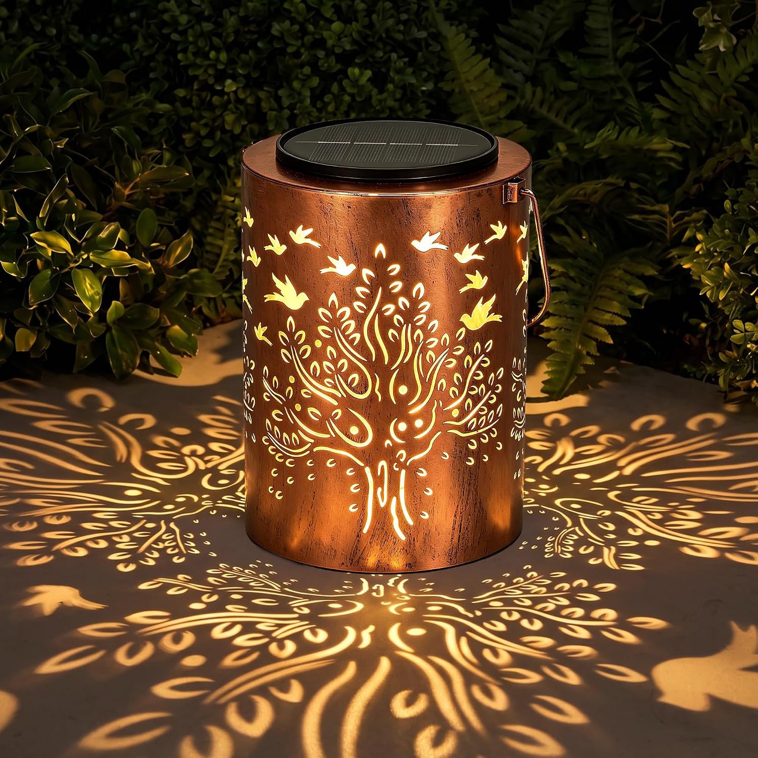 Solar Lantern Outdoor, Tree of Life Decorative Hanging Lantern