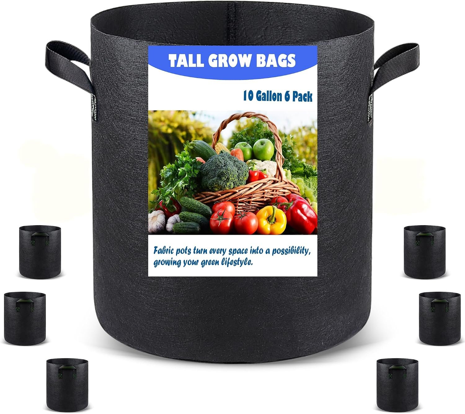 Taller Grow Bags, 10 Gallon 6 Pack