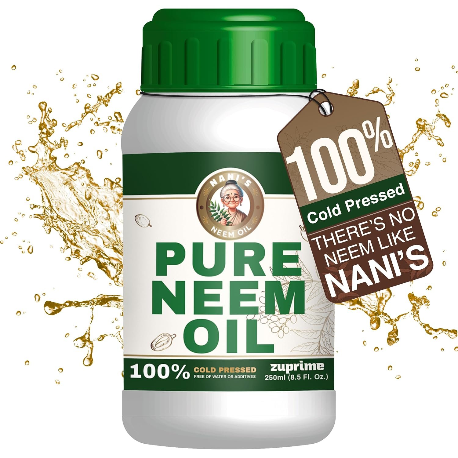 Nani’s Pure Neem Oil for Plants Concentrate – Dilute for Use as Organic Neem Oil Spray for Plants, Outdoor & Indoor Use – 100% Cold Pressed – Horticultural Enhanced Plant Health & Shine Need (8.5 oz)