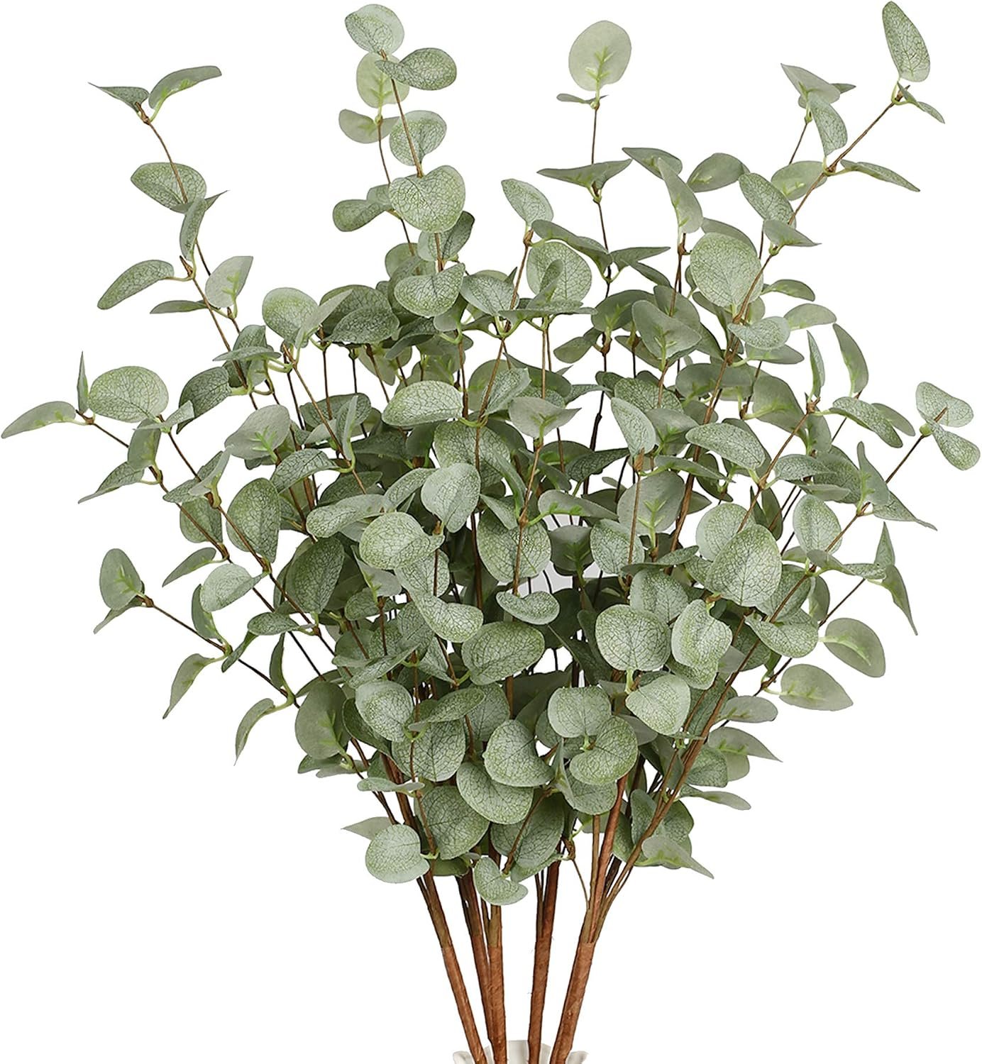 6 Pcs 27″ Eucalyptus Stems Greenery Stems Eucalyptus Leaf Spray in Green Silk Plastic Plants Floral Artificial Plants for Home Party Wedding Decoration