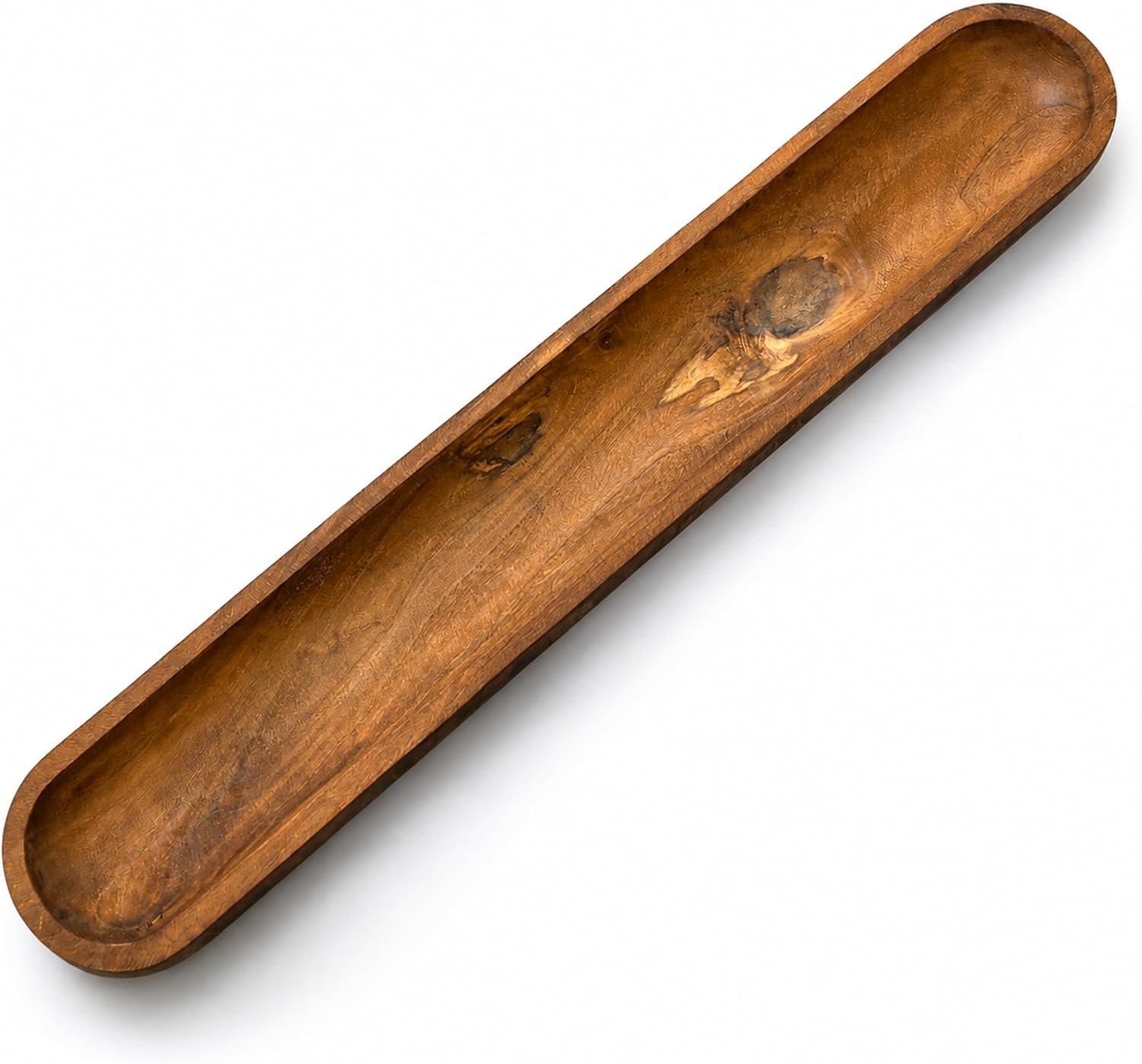 40 Inch Decorative Wooden Dough Bowl, Wooden Bowls, Large Long Hand Carved Rustic Bread Key Bowl, Wooden Tray, Dough Bowls for Decor, Decorative Bowl for Living Room Dining Room Kitchen Table