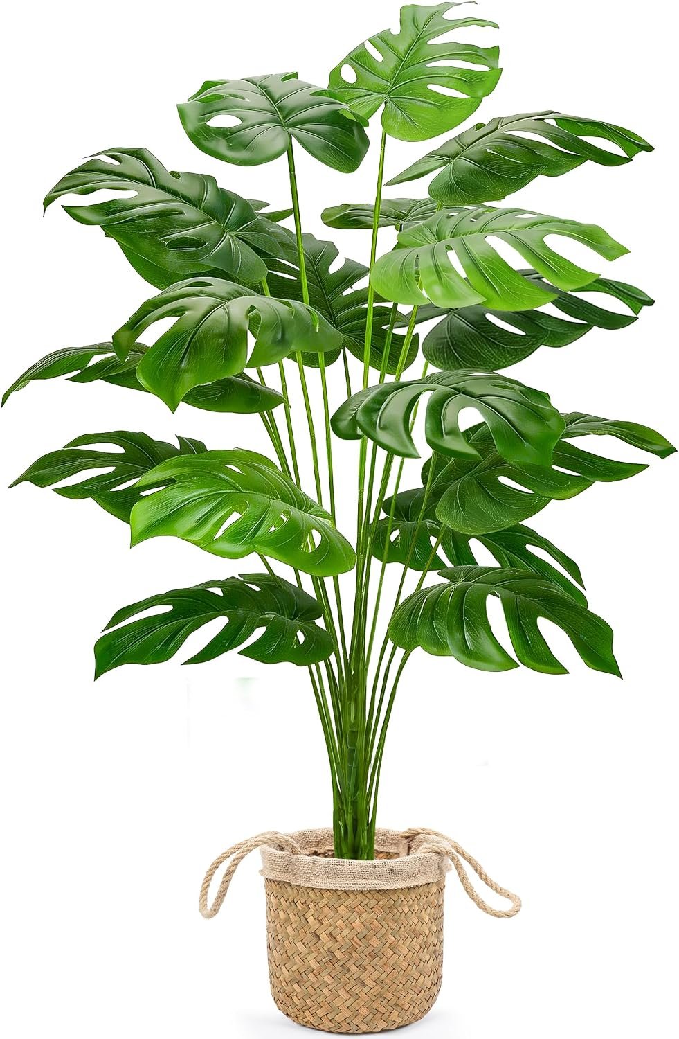 Der Rose 44″ Tall Fake Plants, Artificial Tree in Straight Woven Basket