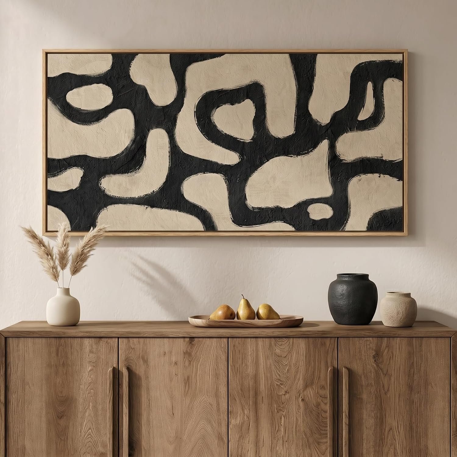 Large Framed Modern Abstract Horizontal Wall Art for Living Room, 60×30 In