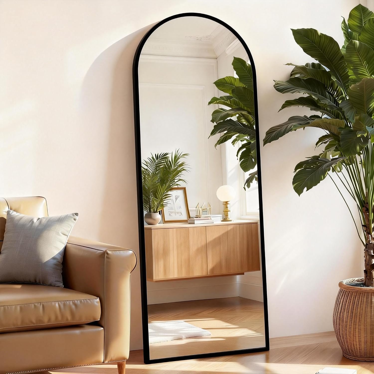 Arched Full Length Floor Mirror, 16″x59″ Body Wall Mirror with Stand
