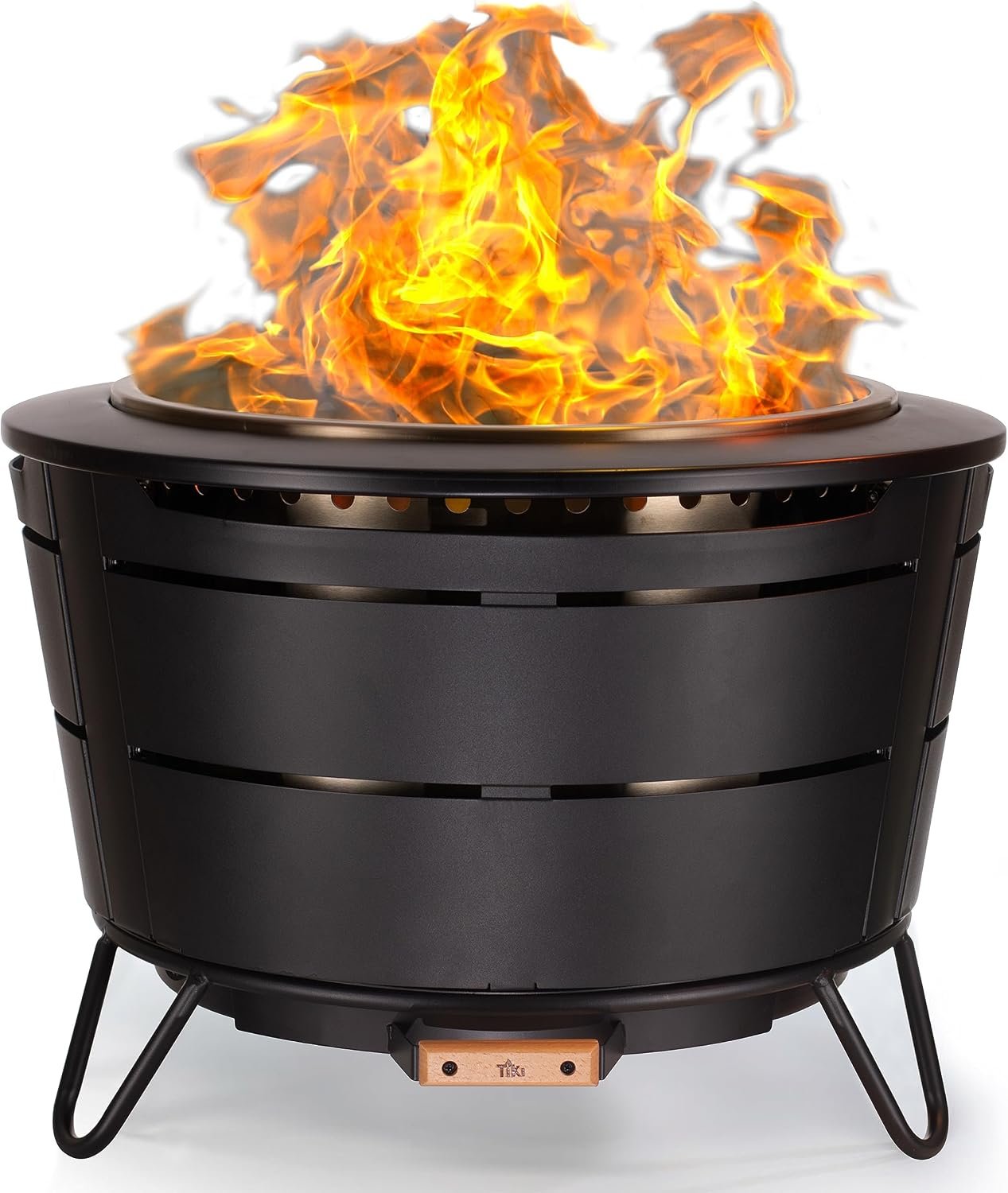 TIKI Reunion Smokeless Fire Pit, 27.5 in Wood Burning Fire Pit with Cover
