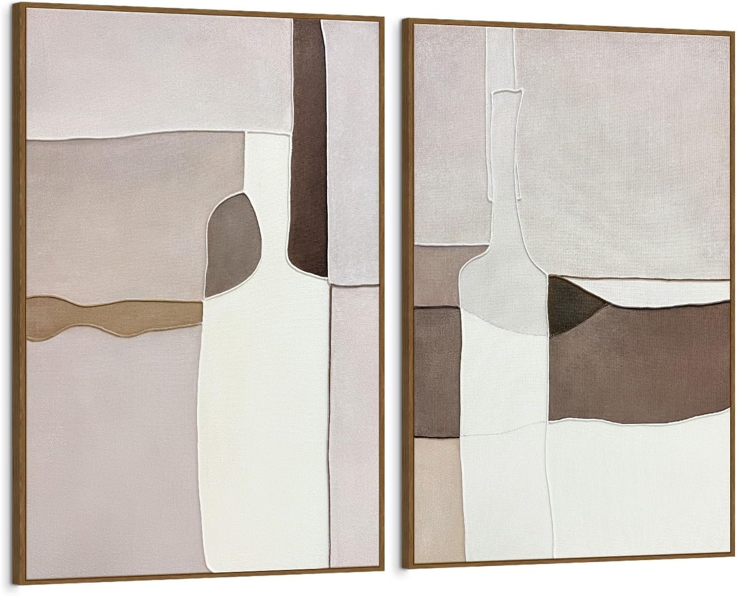 SAFERRYHOME Neutral Abstract Texture Wall Art, Brown, 24″x36″x2
