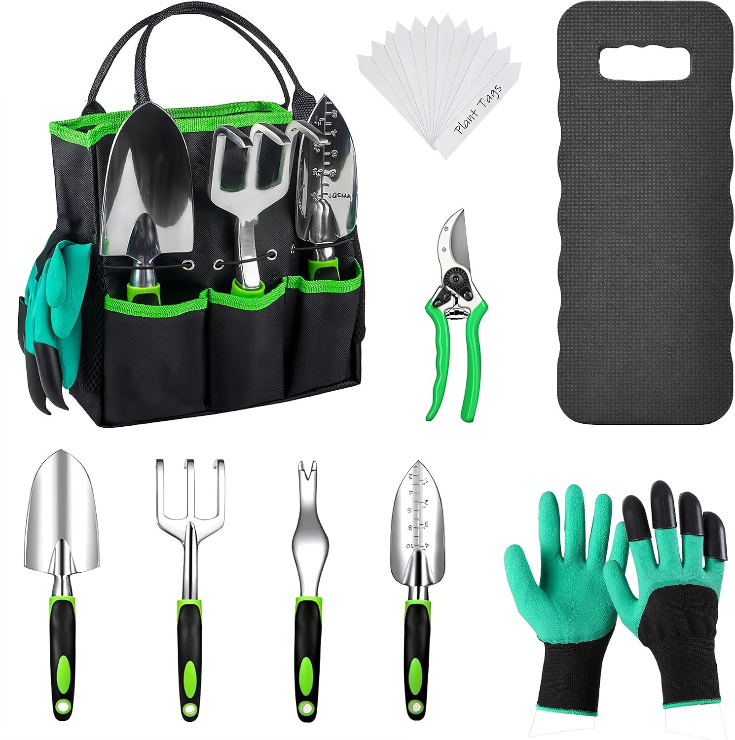 Gardening Tools Set, 23-Piece Heavy Duty Ergonomic Garden Hand Tools with Storage Tote, Knee Pad & Protective Gloves – Ideal Gardening Gifts for Women, Men & Gardeners