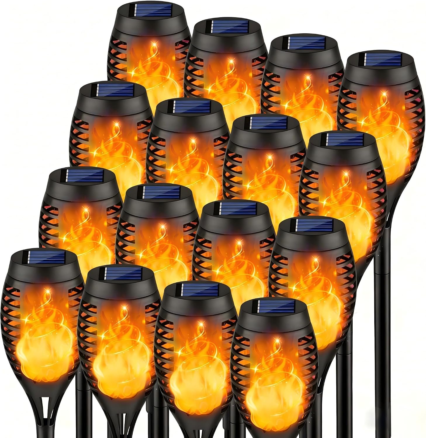 16Pack Solar Torch Lights Flickering Flame Solar Lights Outdoor Waterproof