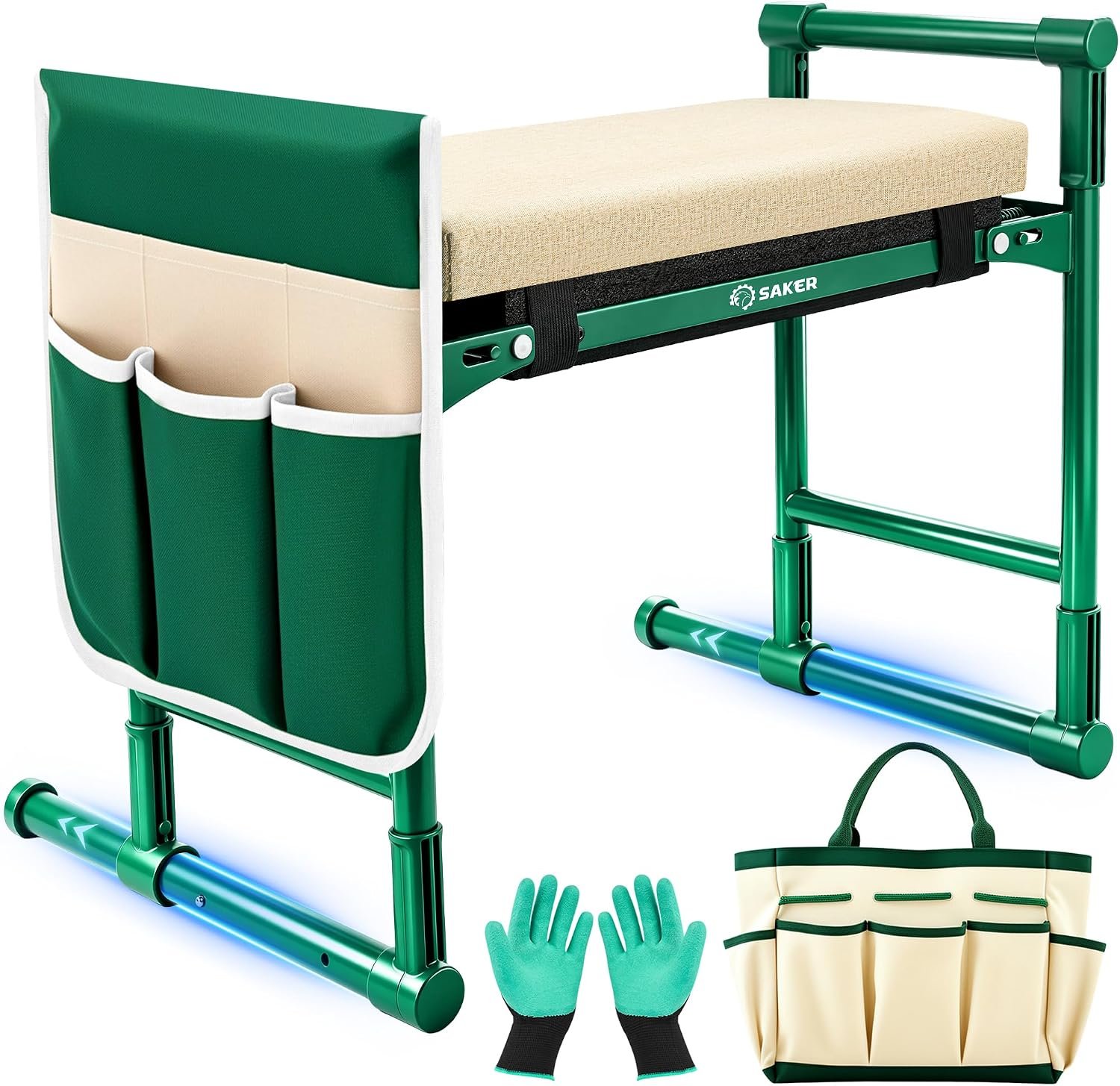 Saker 2026 Upgraded Garden Kneeler and Seat with 500LB Frame & Soft Pad